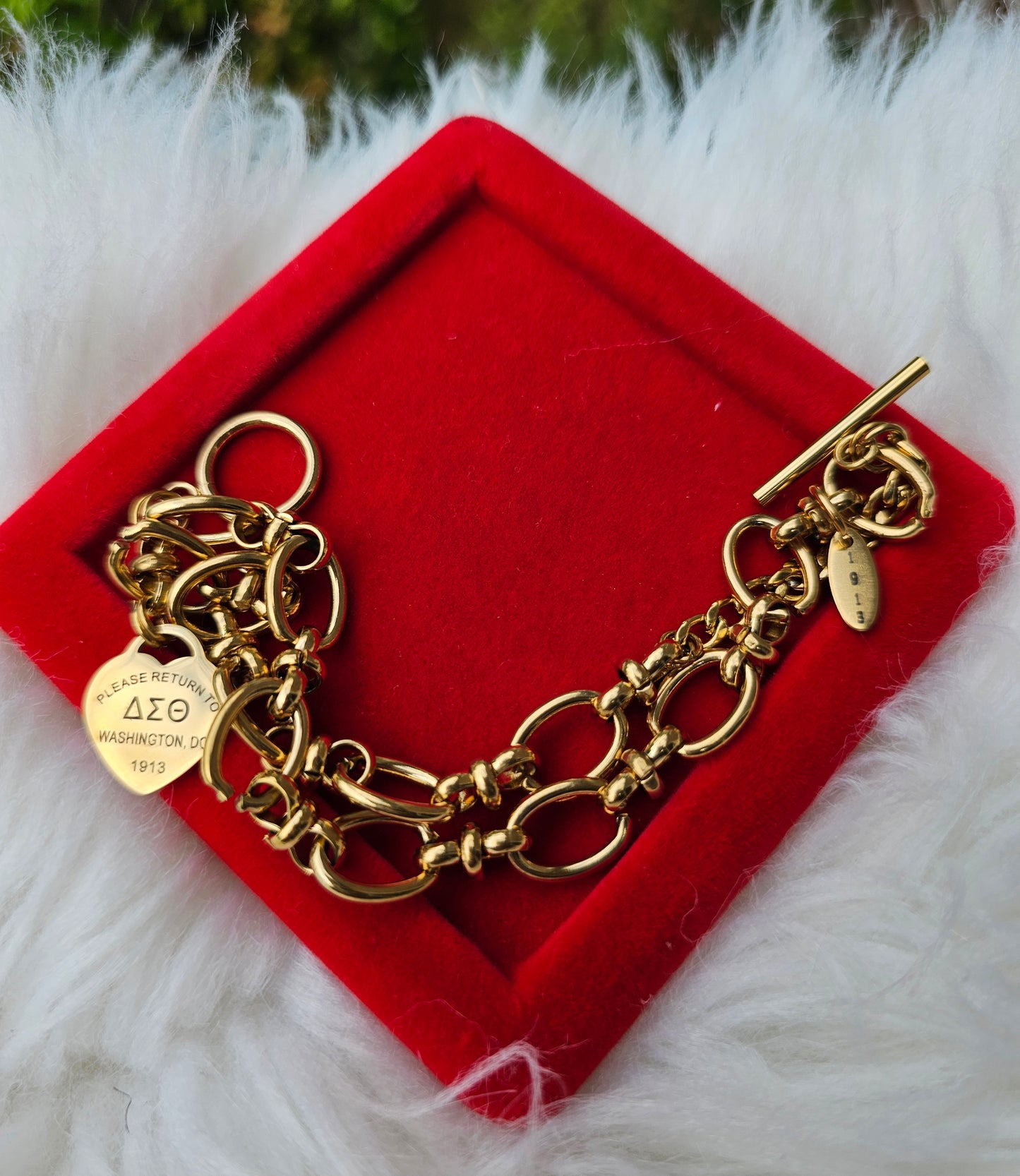 Tiffany Inspired Delta Sigma Theta Sorority Bracelet Available In Gold & Silver