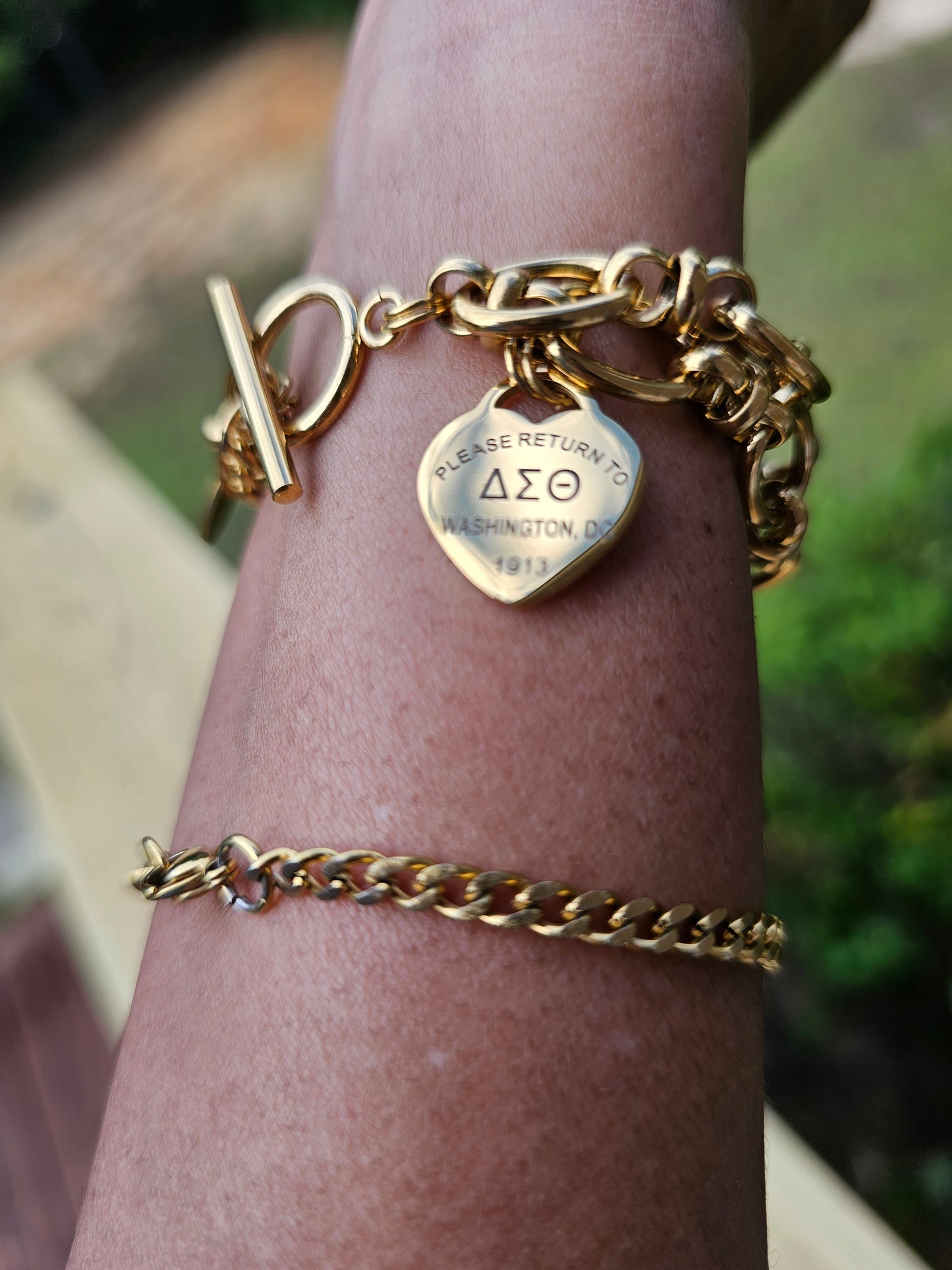 Tiffany Inspired Delta Sigma Theta Sorority Bracelet Available In Gold & Silver