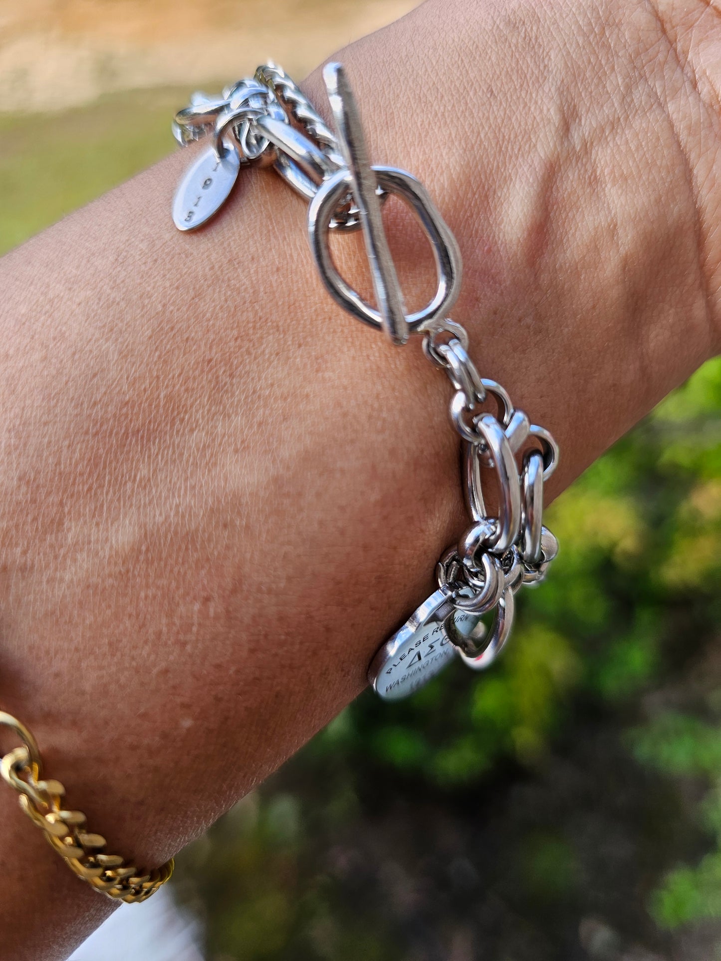 Tiffany Inspired Delta Sigma Theta Sorority Bracelet Available In Gold & Silver