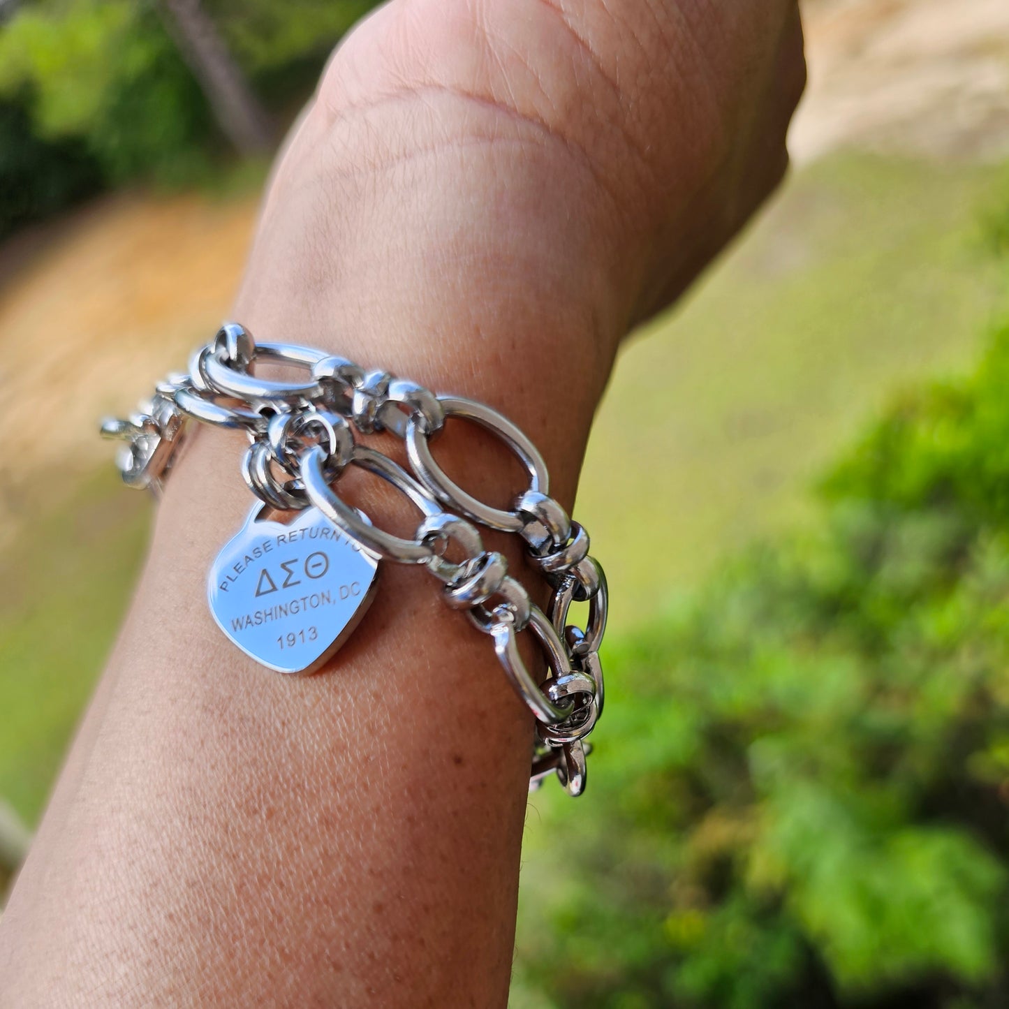 Tiffany Inspired Delta Sigma Theta Sorority Bracelet Available In Gold & Silver