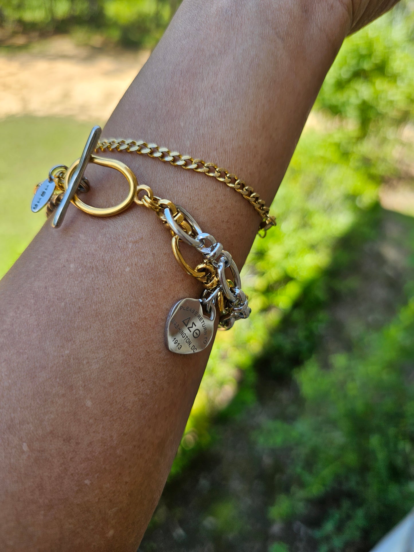 Tiffany Inspired Delta Sigma Theta Sorority Bracelet Available In Gold & Silver