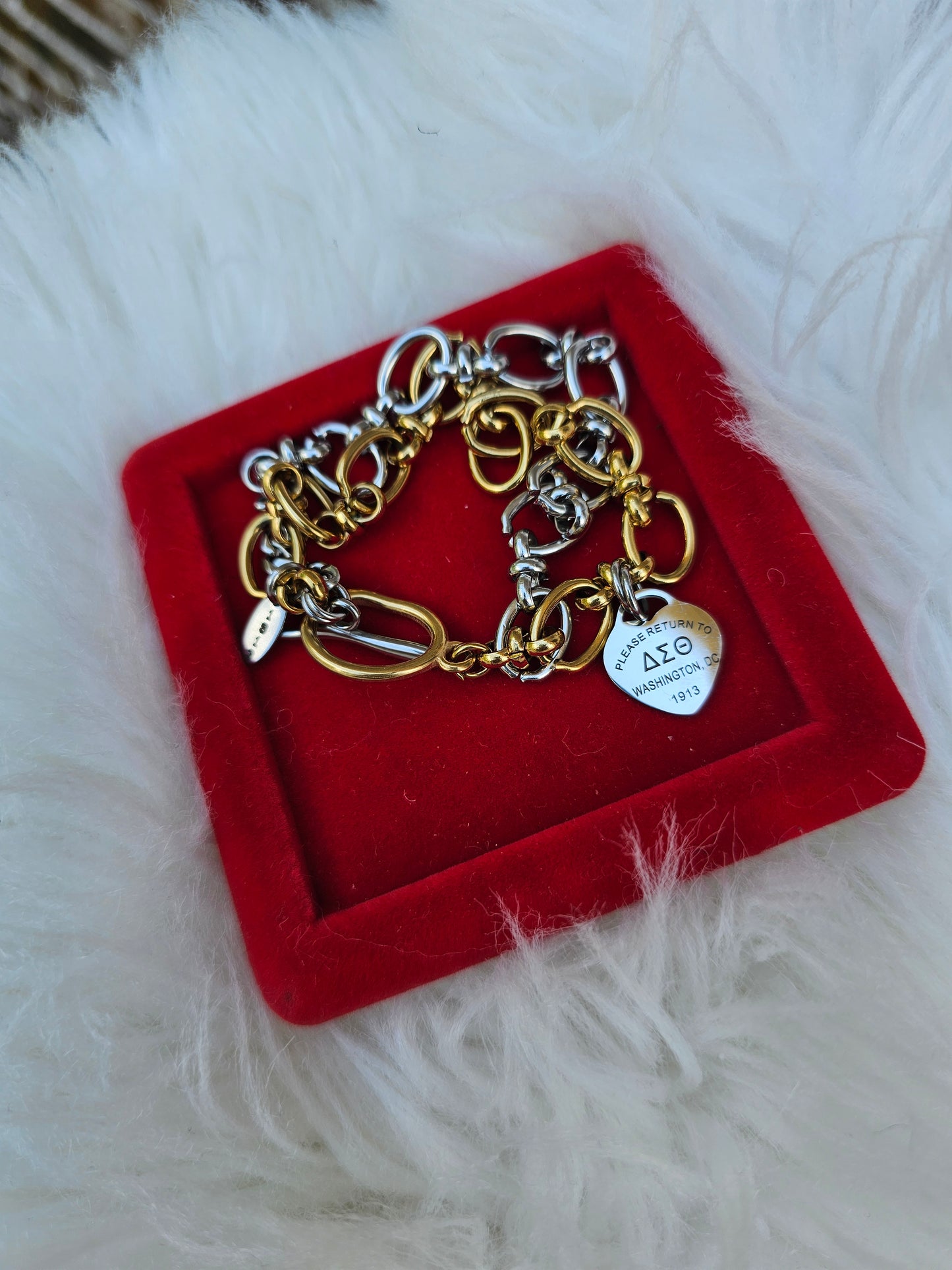 Tiffany Inspired Delta Sigma Theta Sorority Bracelet Available In Gold & Silver