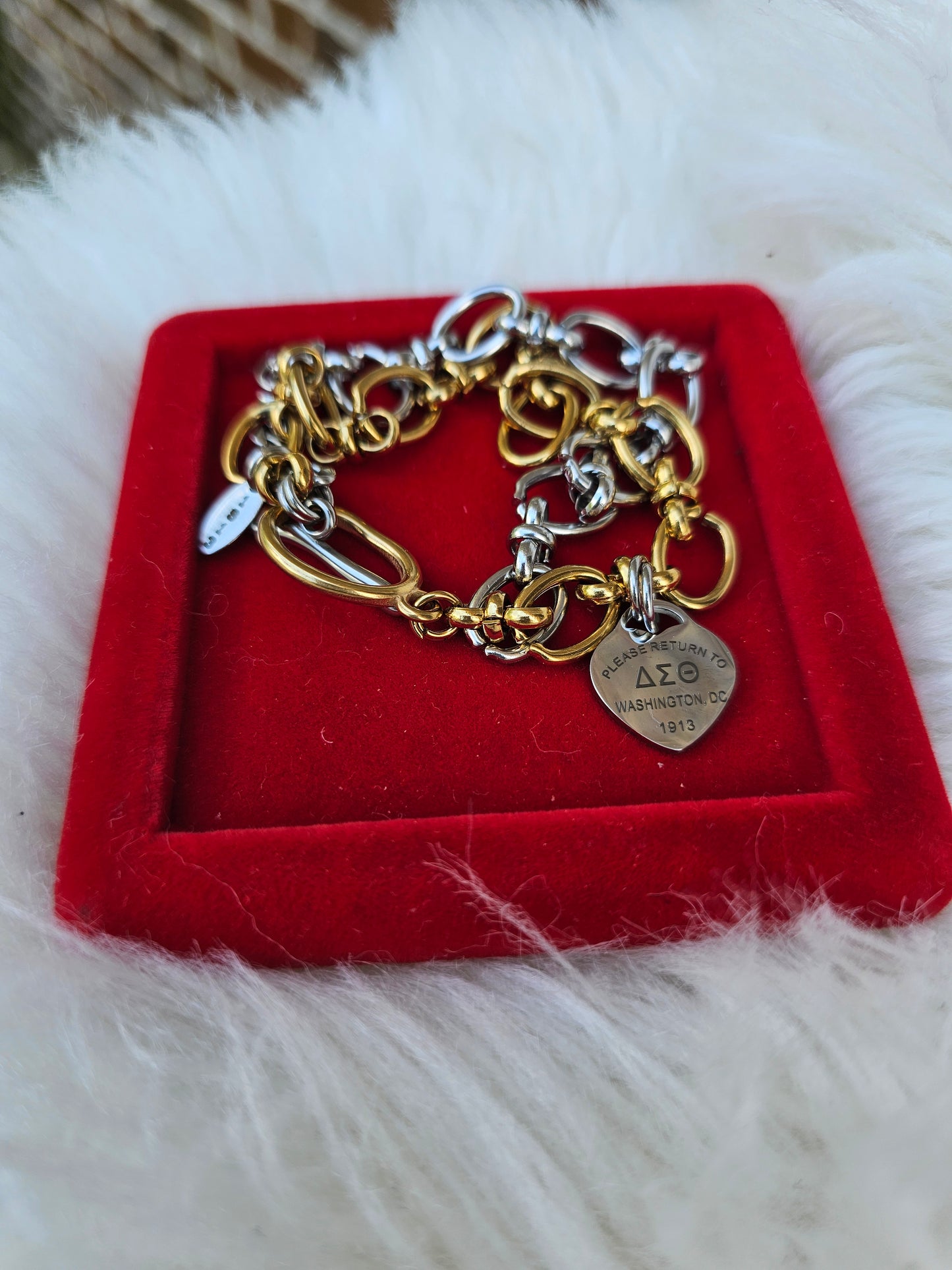 Tiffany Inspired Delta Sigma Theta Sorority Bracelet Available In Gold & Silver