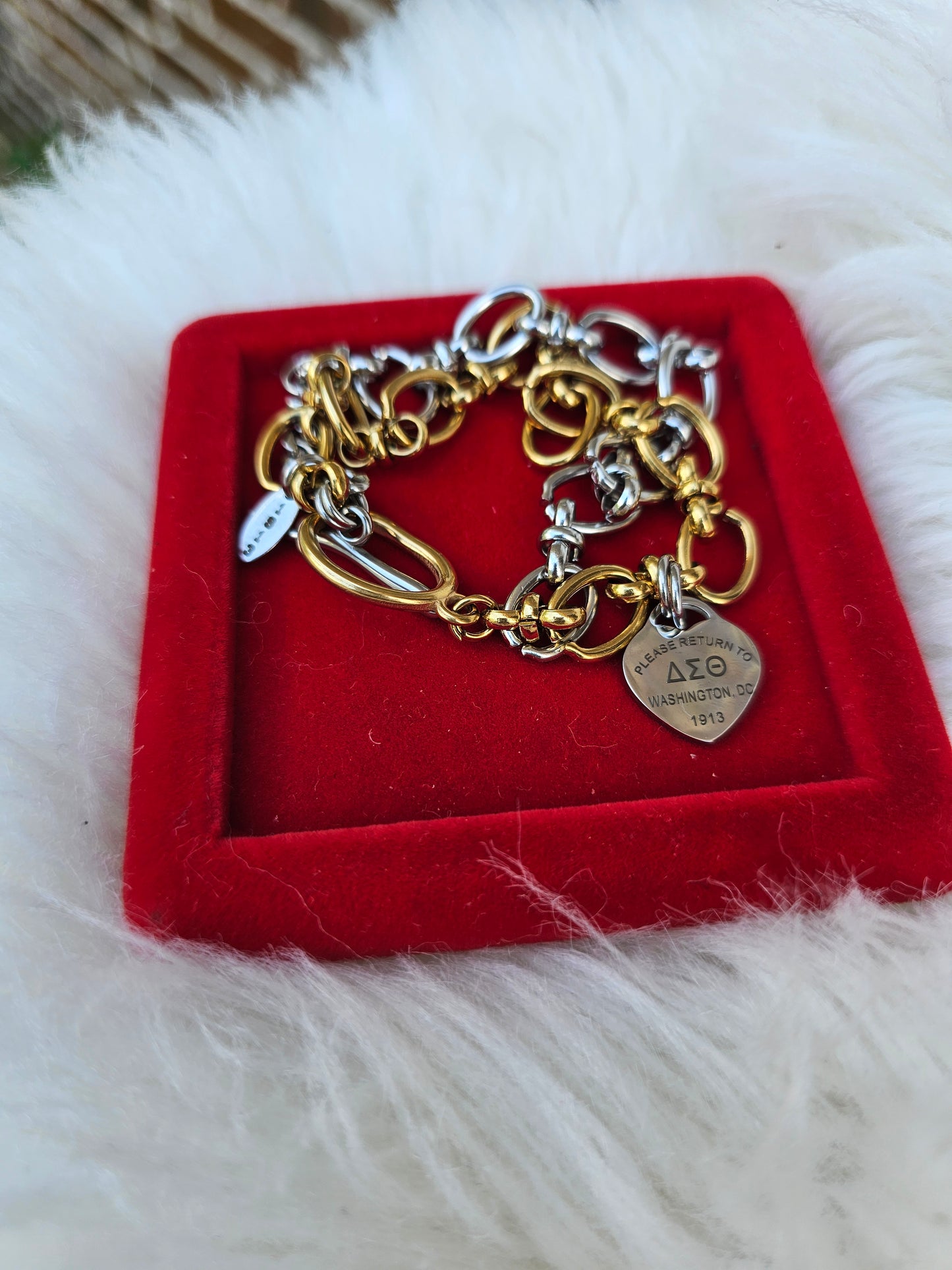 Tiffany Inspired Delta Sigma Theta Sorority Bracelet Available In Gold & Silver