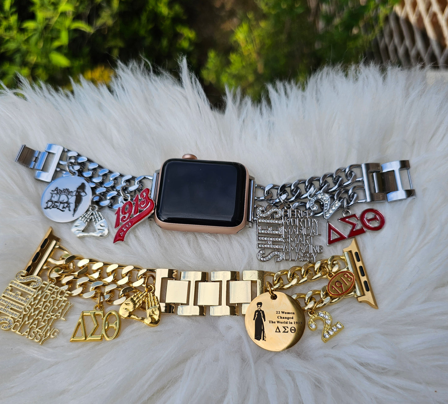 Delta Sigma Theta Apple Link Custom Fit Watch Band (please message with line number if would like added to design)