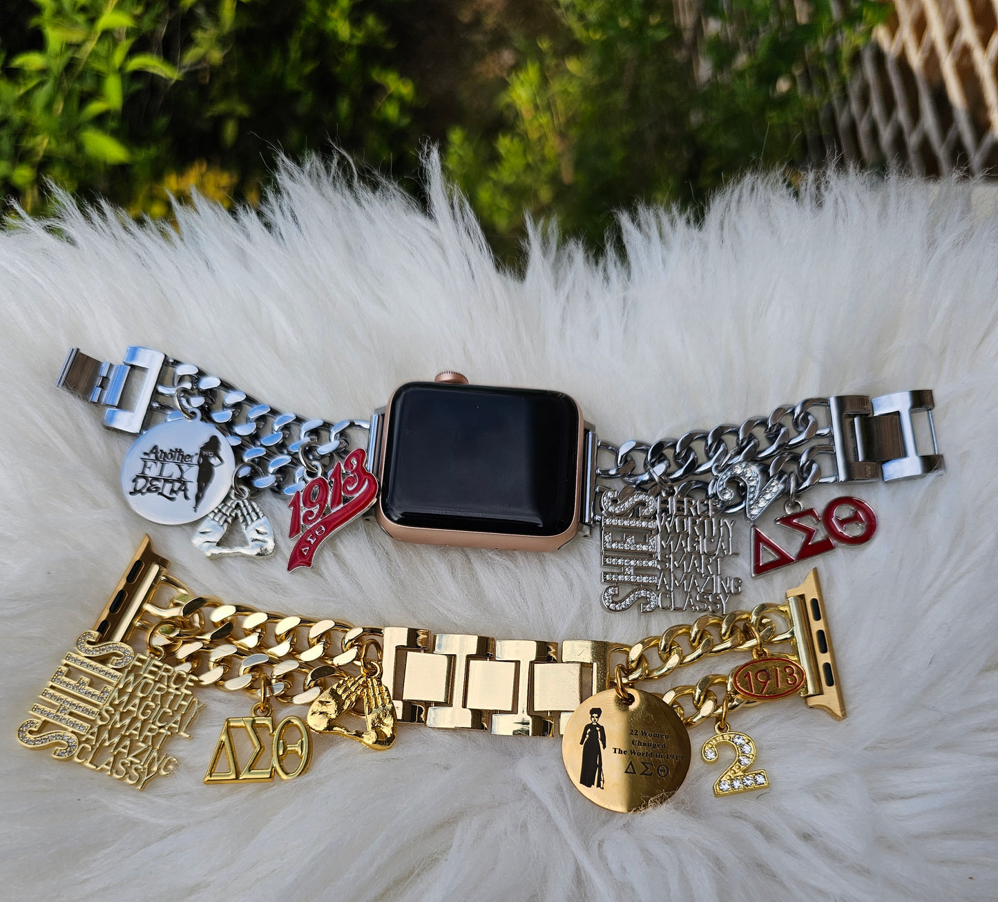 Delta Sigma Theta Apple Link Custom Fit Watch Band (please message with line number if would like added to design)