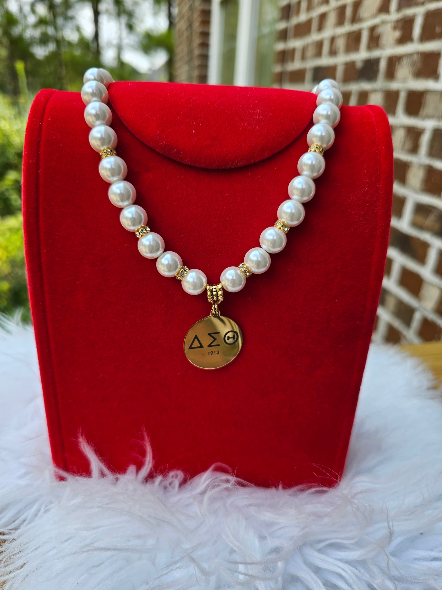 Delta Sigma Theta Beaded Sorority Necklaces Available in Gold & Silver