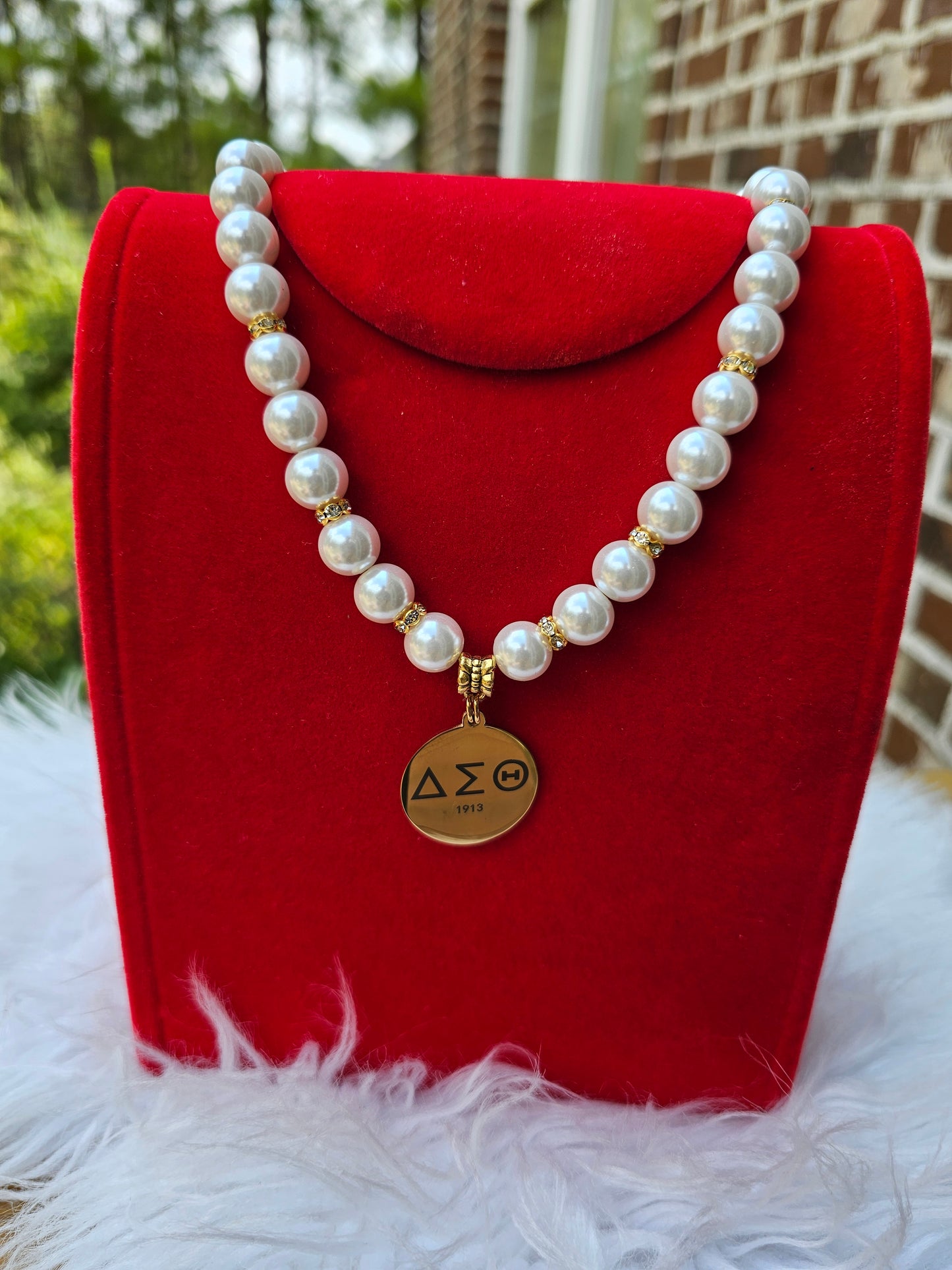 Delta Sigma Theta Beaded Sorority Necklaces Available in Gold & Silver