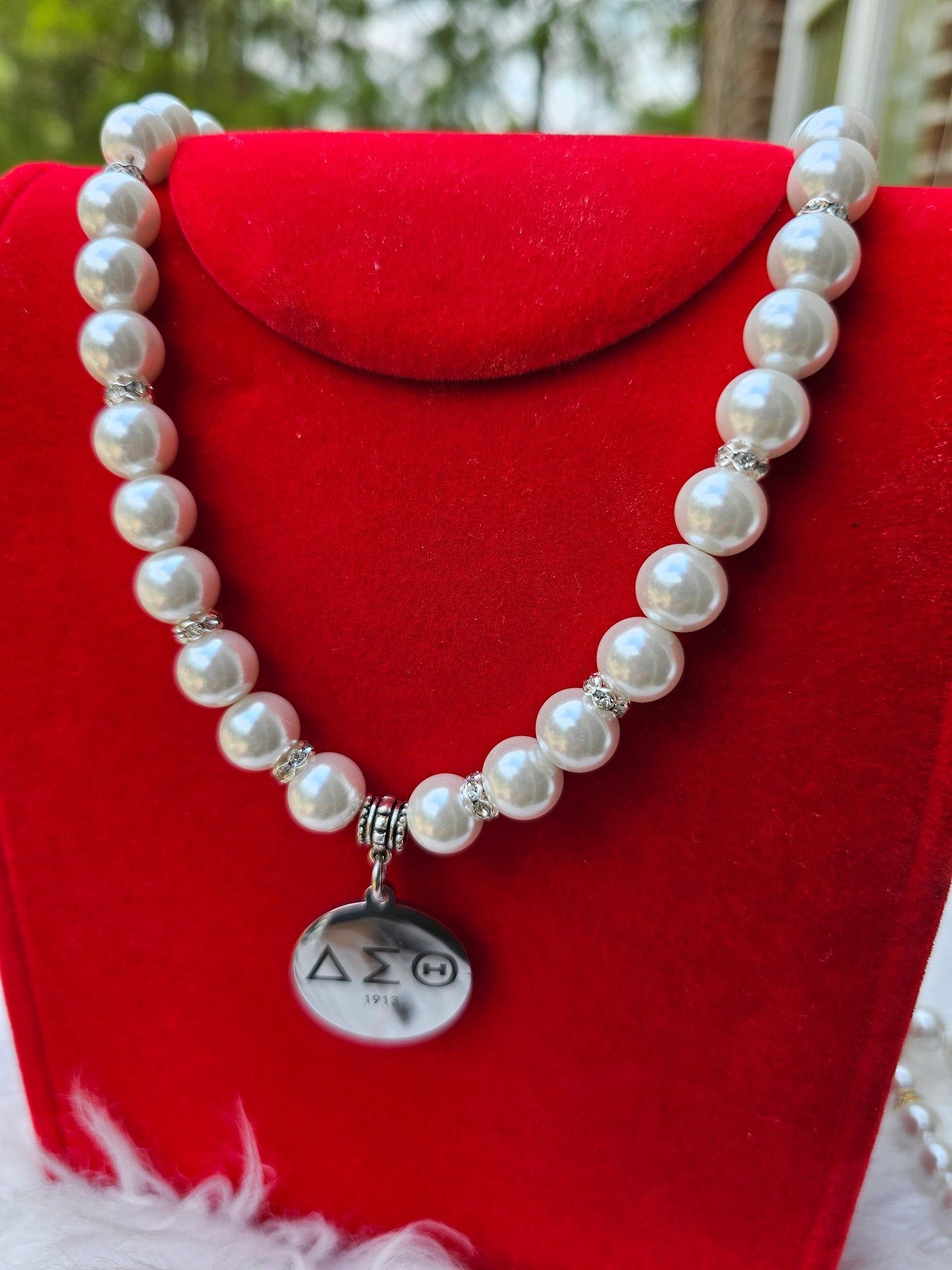 Delta Sigma Theta Beaded Sorority Necklaces Available in Gold & Silver