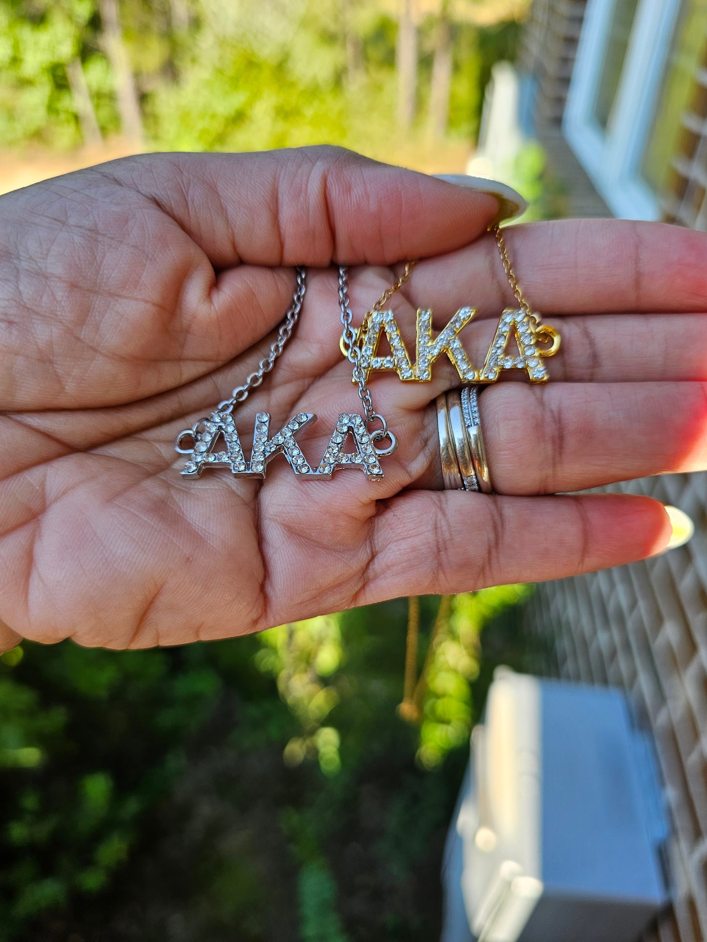 AKA Bling Sorority Necklaces Available In Gold & Silver