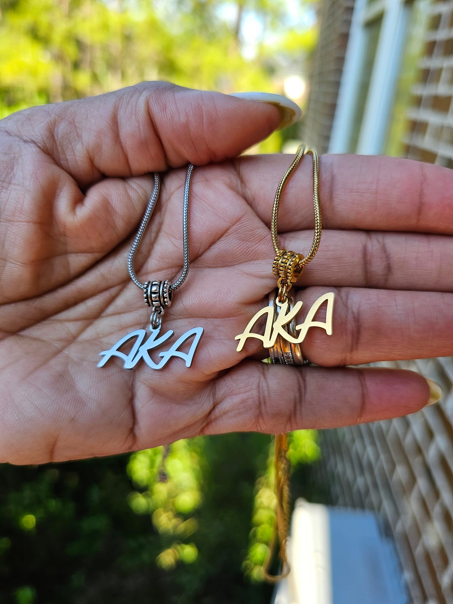 AKA Sorority Necklaces Available In Gold & Silver