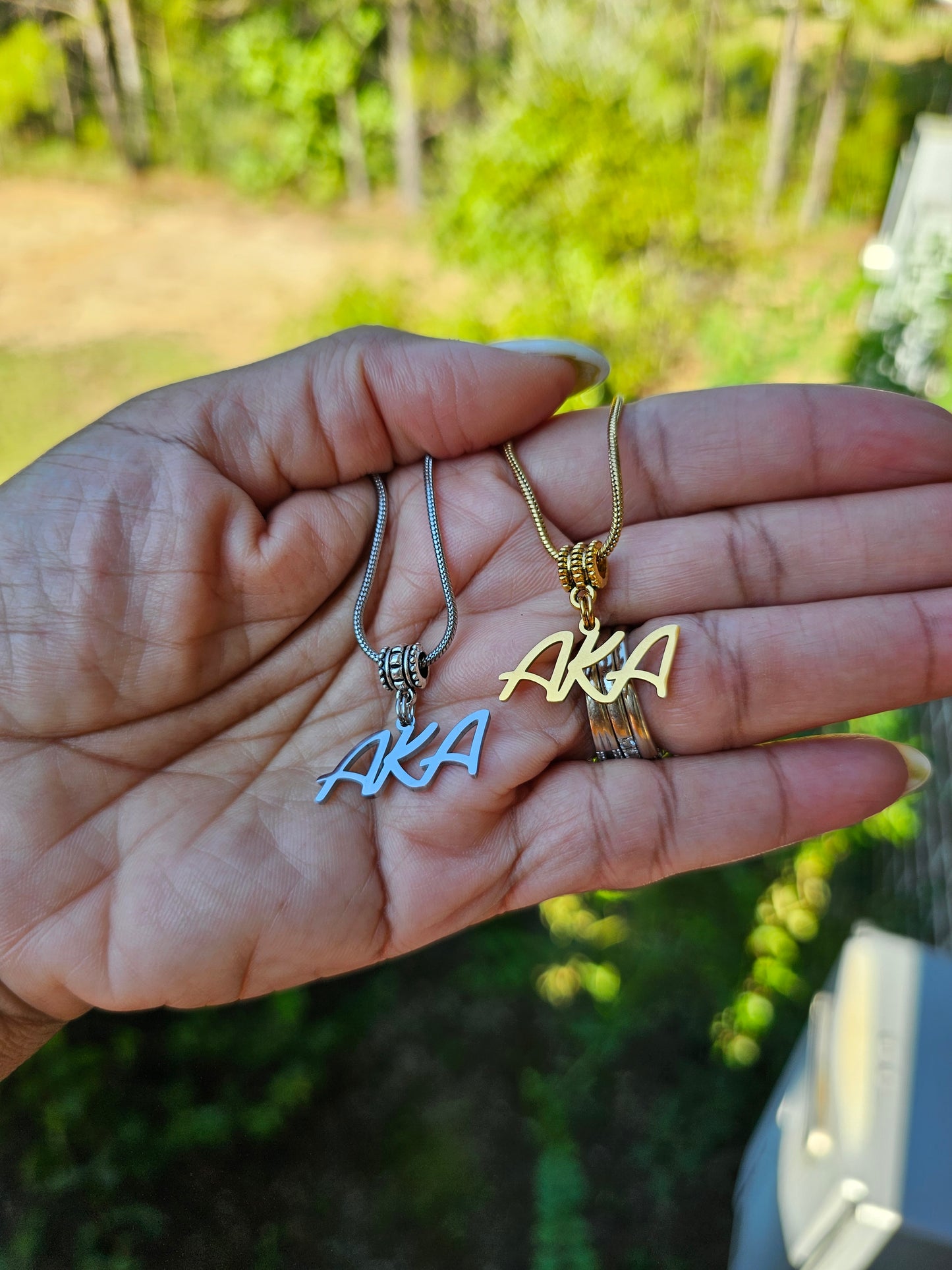 AKA Sorority Necklaces Available In Gold & Silver