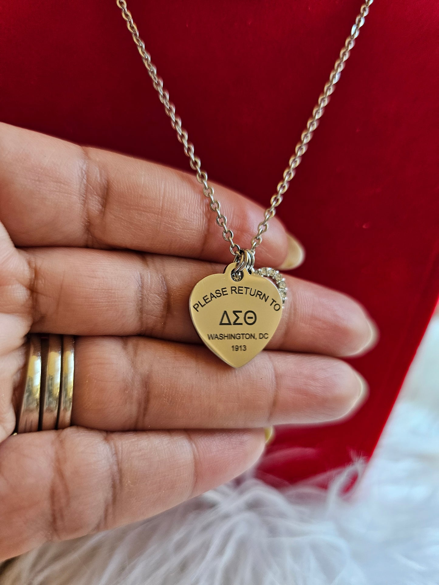 Tiffany Inspired Delta Sigma Theta Sorority Necklaces Available In Gold & Silver