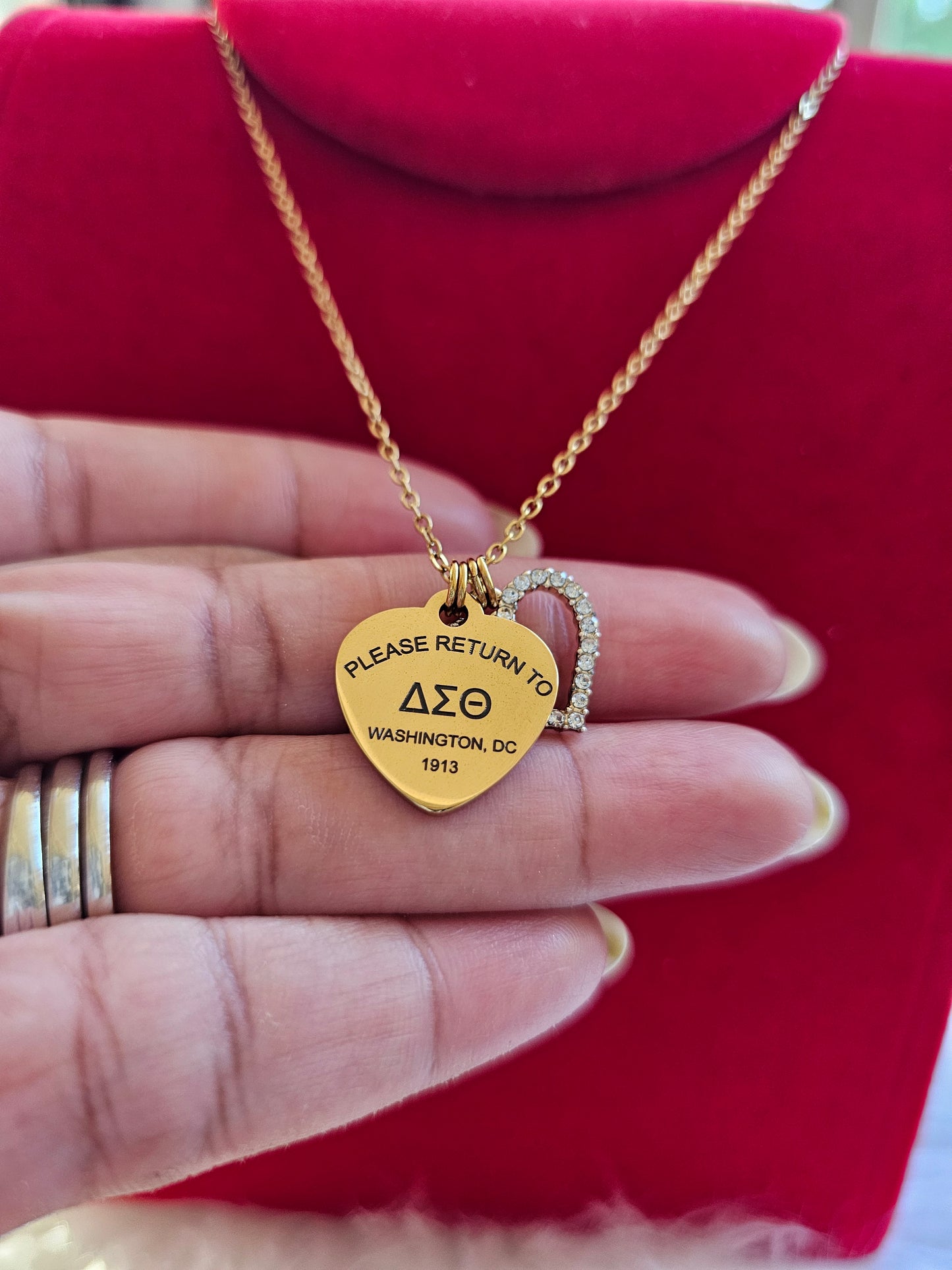 Tiffany Inspired Delta Sigma Theta Sorority Necklaces Available In Gold & Silver