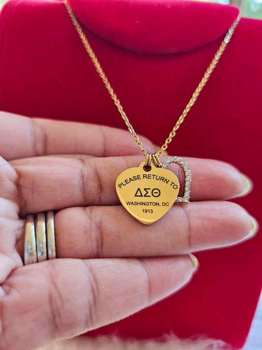 Tiffany Inspired Delta Sigma Theta Sorority Necklaces Available In Gold & Silver