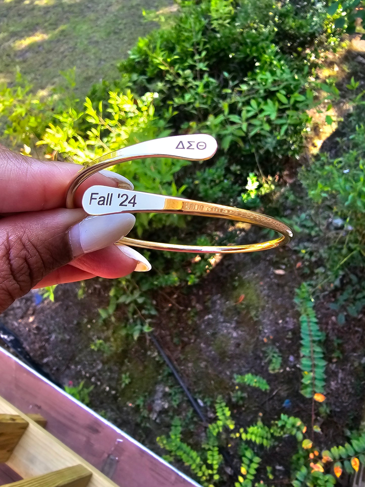 Delta Sigma Theta Fall 2024 Cuff Bracelet Available in Gold and Silver