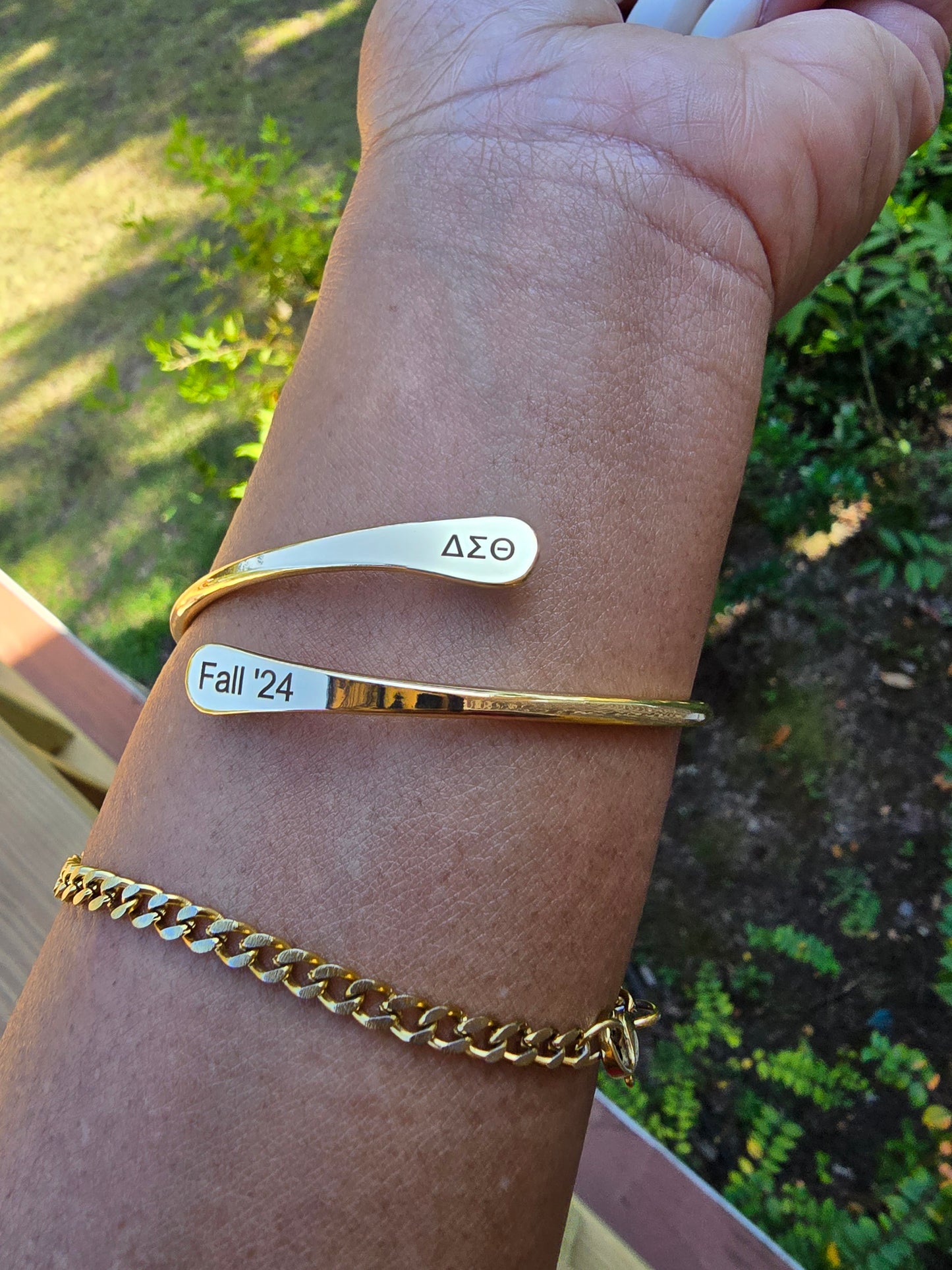 Delta Sigma Theta Fall 2024 Cuff Bracelet Available in Gold and Silver