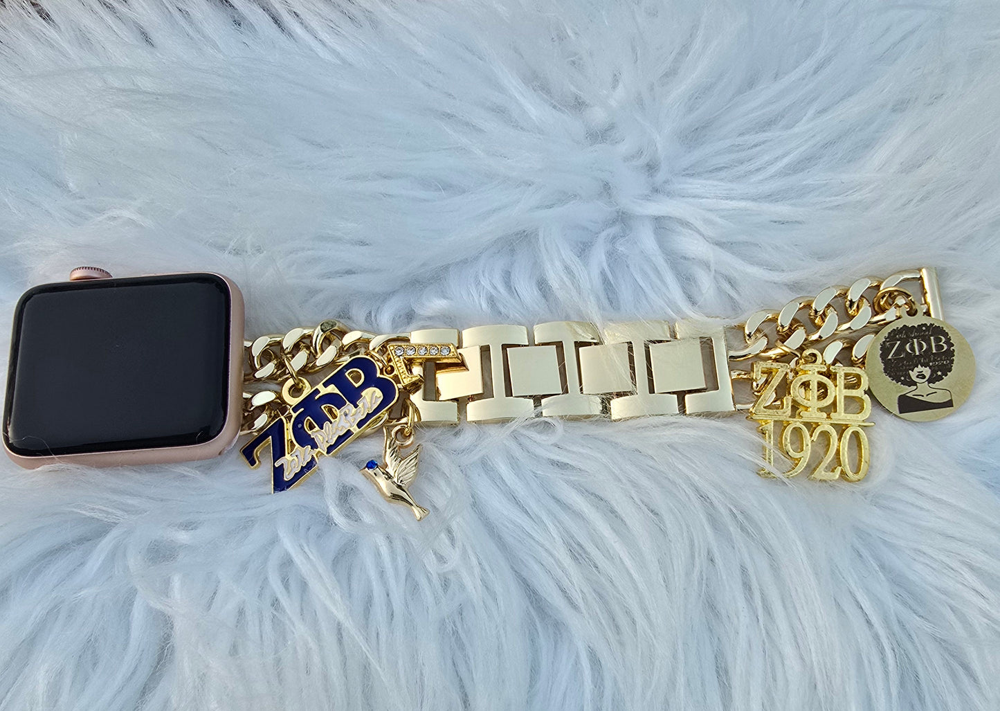 Zeta Phi Beta Custom Fit Sorority Apple Link Watch Band (Please message shop with line number if you would like added to design)