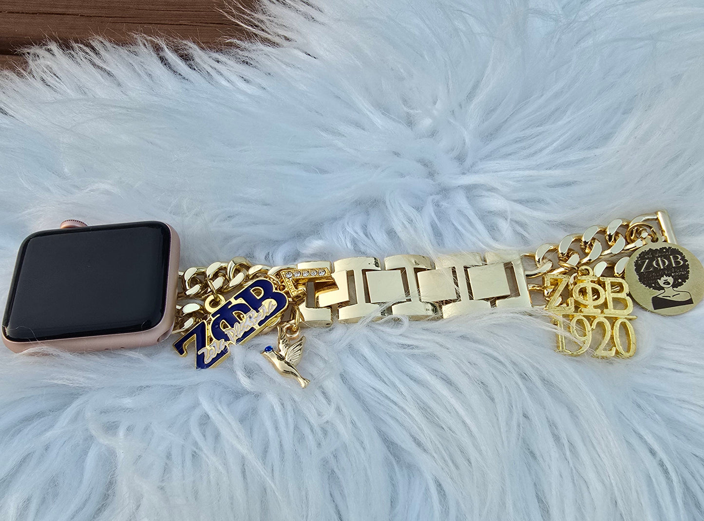 Zeta Phi Beta Custom Fit Sorority Apple Link Watch Band (Please message shop with line number if you would like added to design)