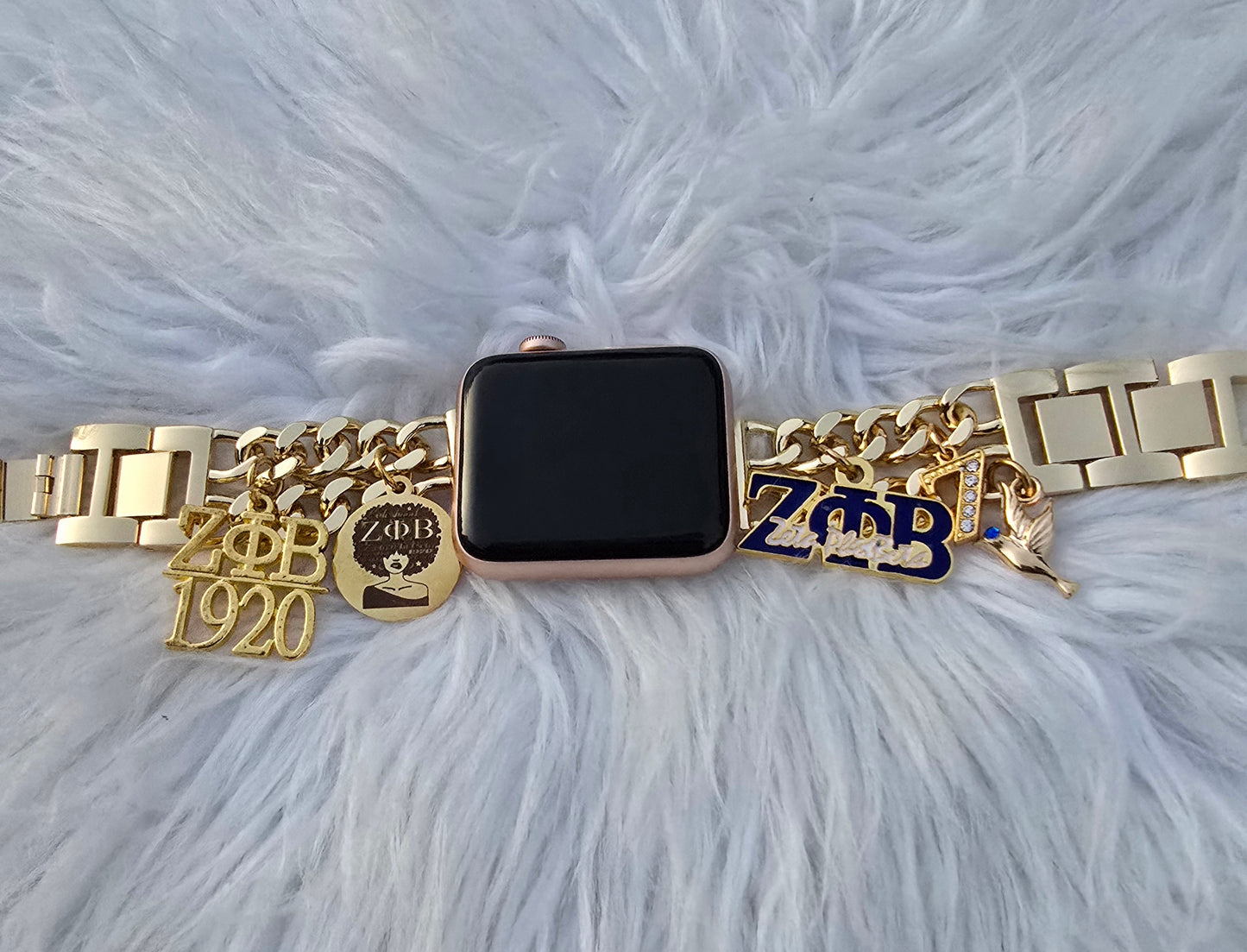 Zeta Phi Beta Custom Fit Sorority Apple Link Watch Band (Please message shop with line number if you would like added to design)