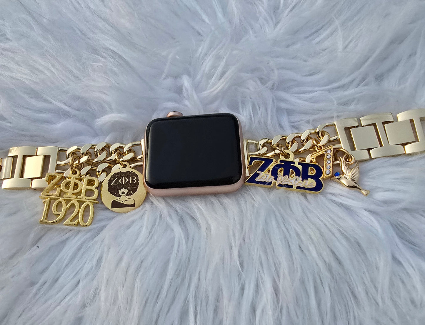 Zeta Phi Beta Custom Fit Sorority Apple Link Watch Band (Please message shop with line number if you would like added to design)