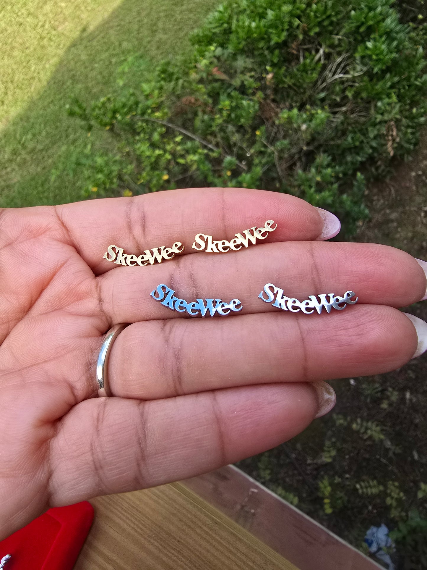 Sorority Skeewee earrings available in silver and gold