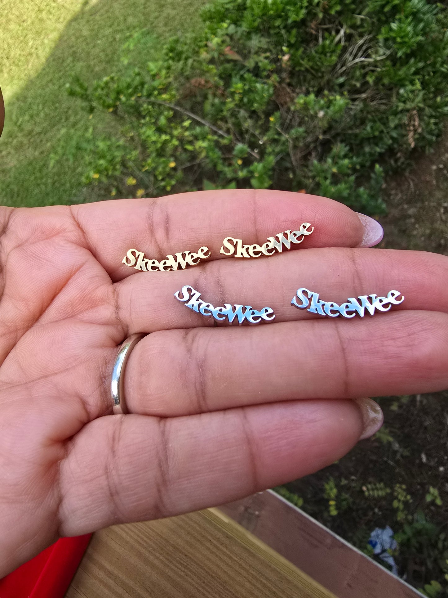 Sorority Skeewee earrings available in silver and gold