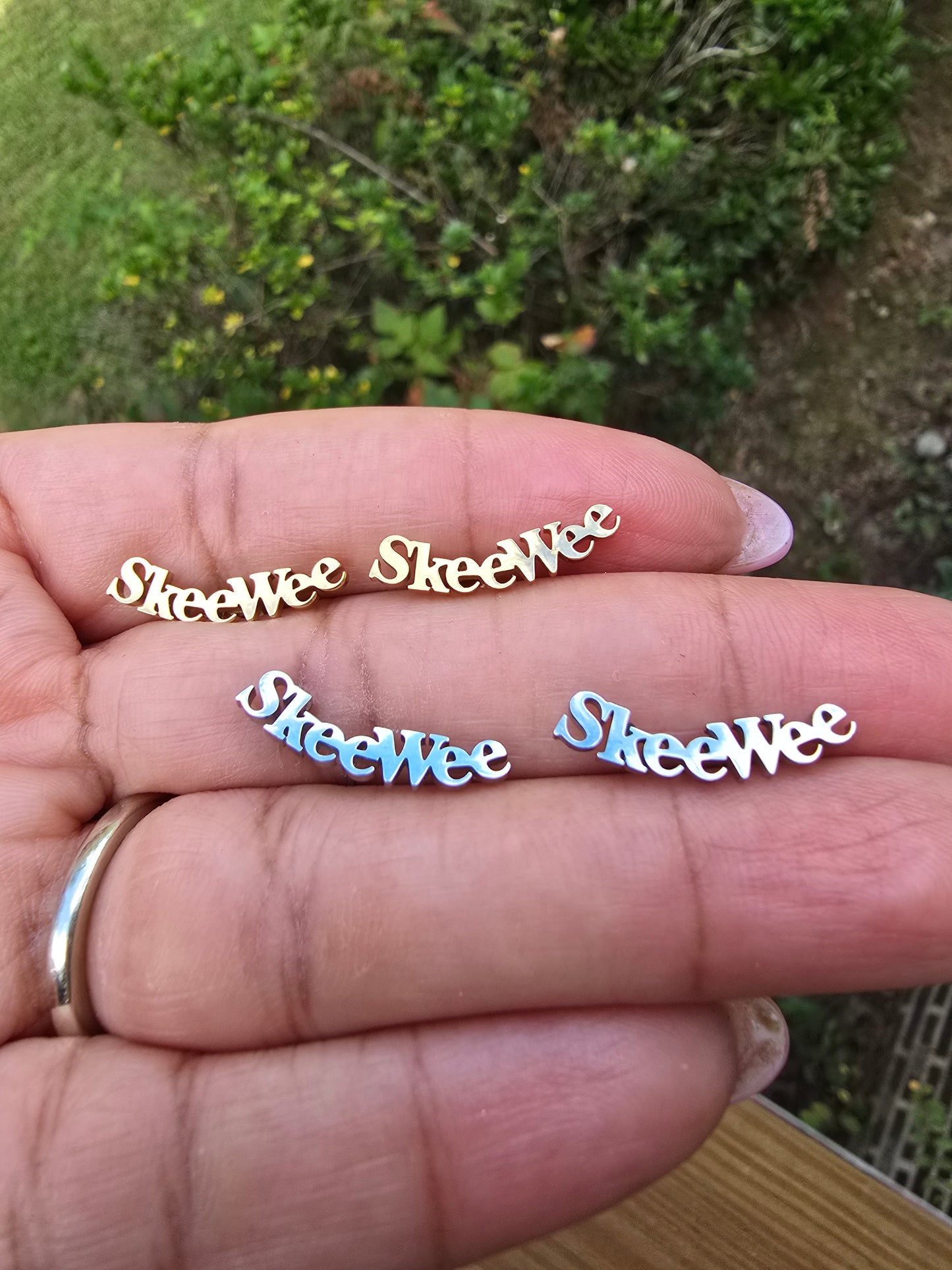 Sorority Skeewee earrings available in silver and gold