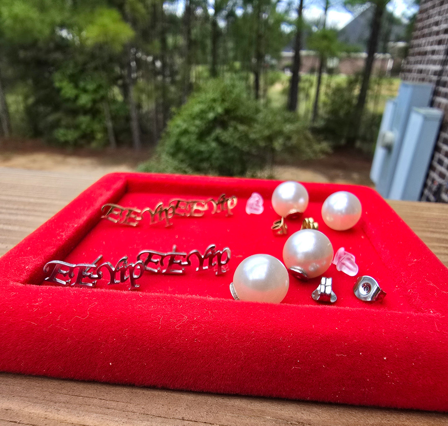 Sorority EE-Yip earrings available in silver and gold