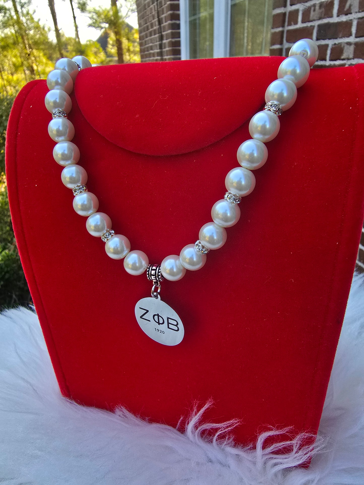 Zeta Phi Beta Pearl Sorority Necklaces Available in Silver