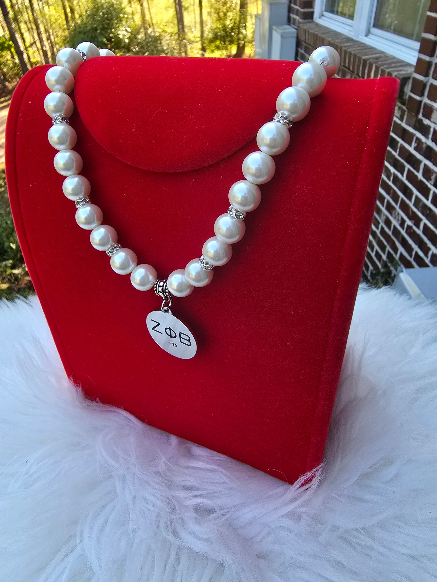 Zeta Phi Beta Pearl Sorority Necklaces Available in Silver