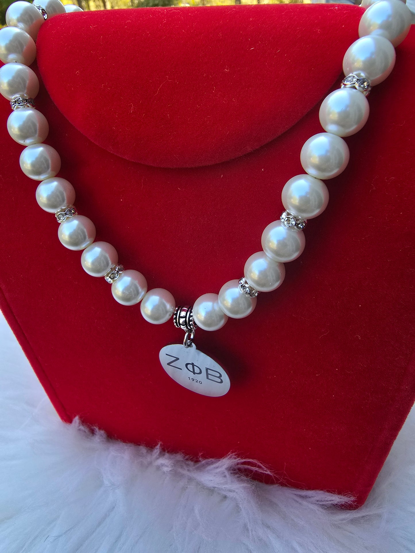 Zeta Phi Beta Pearl Sorority Necklaces Available in Silver