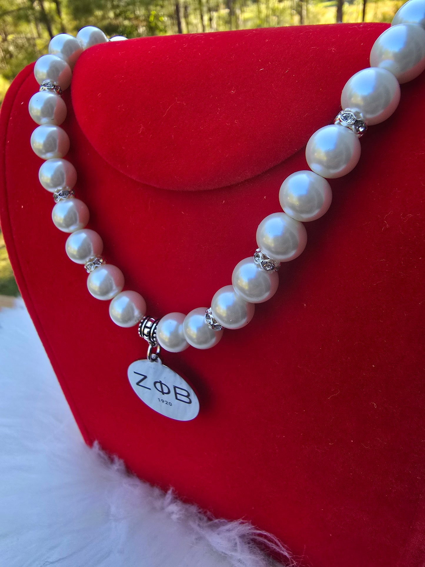 Zeta Phi Beta Pearl Sorority Necklaces Available in Silver