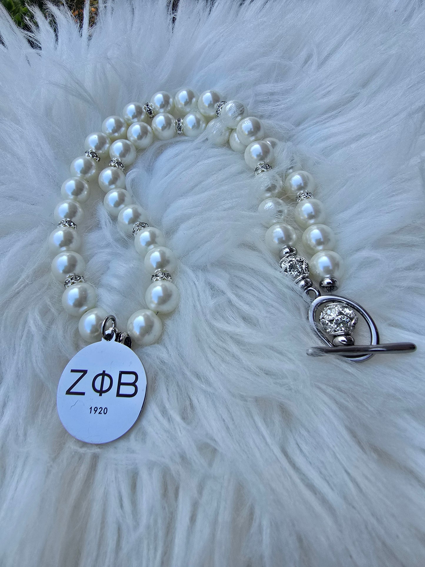 Zeta Phi Beta Pearl Sorority Necklaces Available in Silver