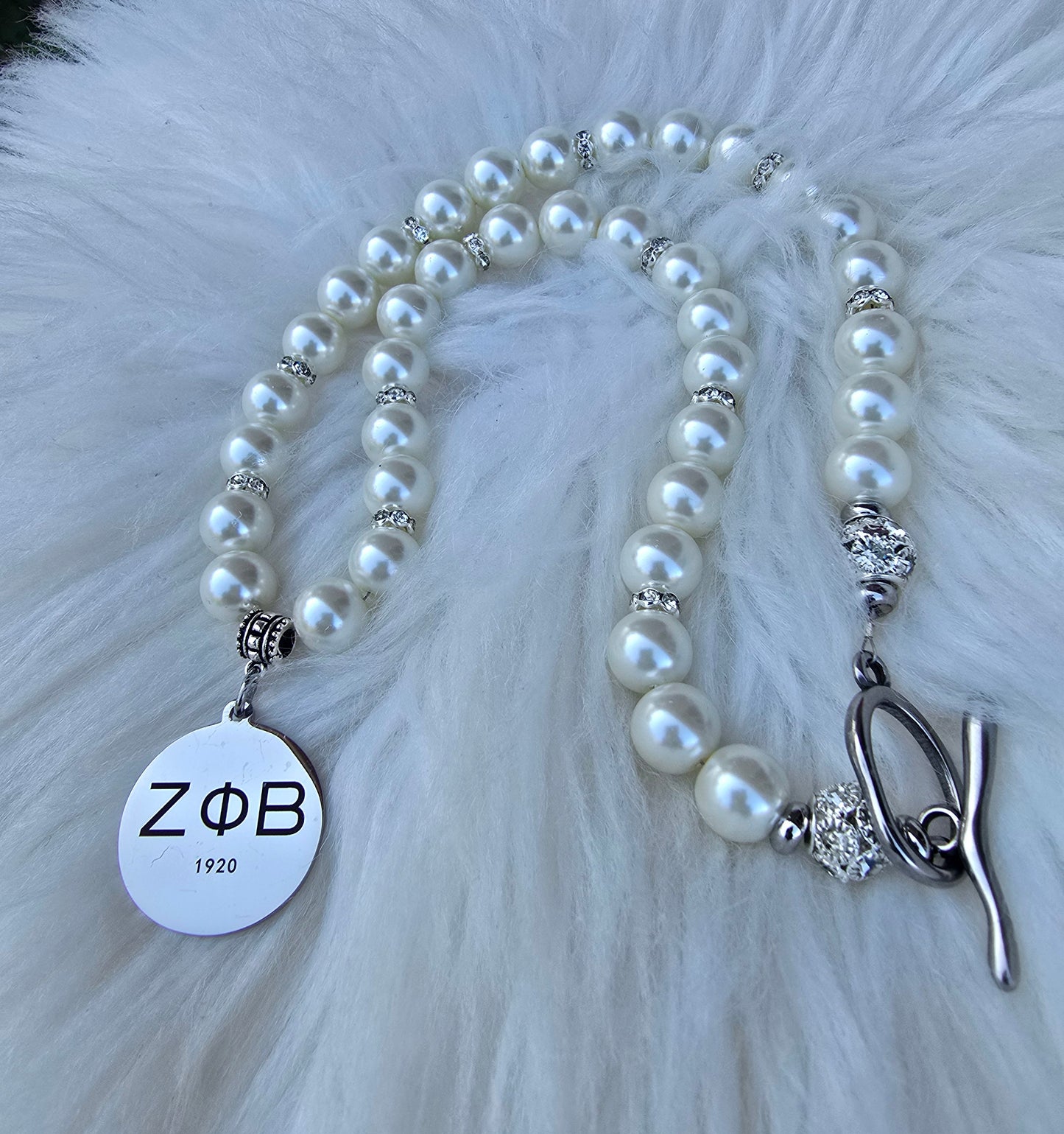 Zeta Phi Beta Pearl Sorority Necklaces Available in Silver