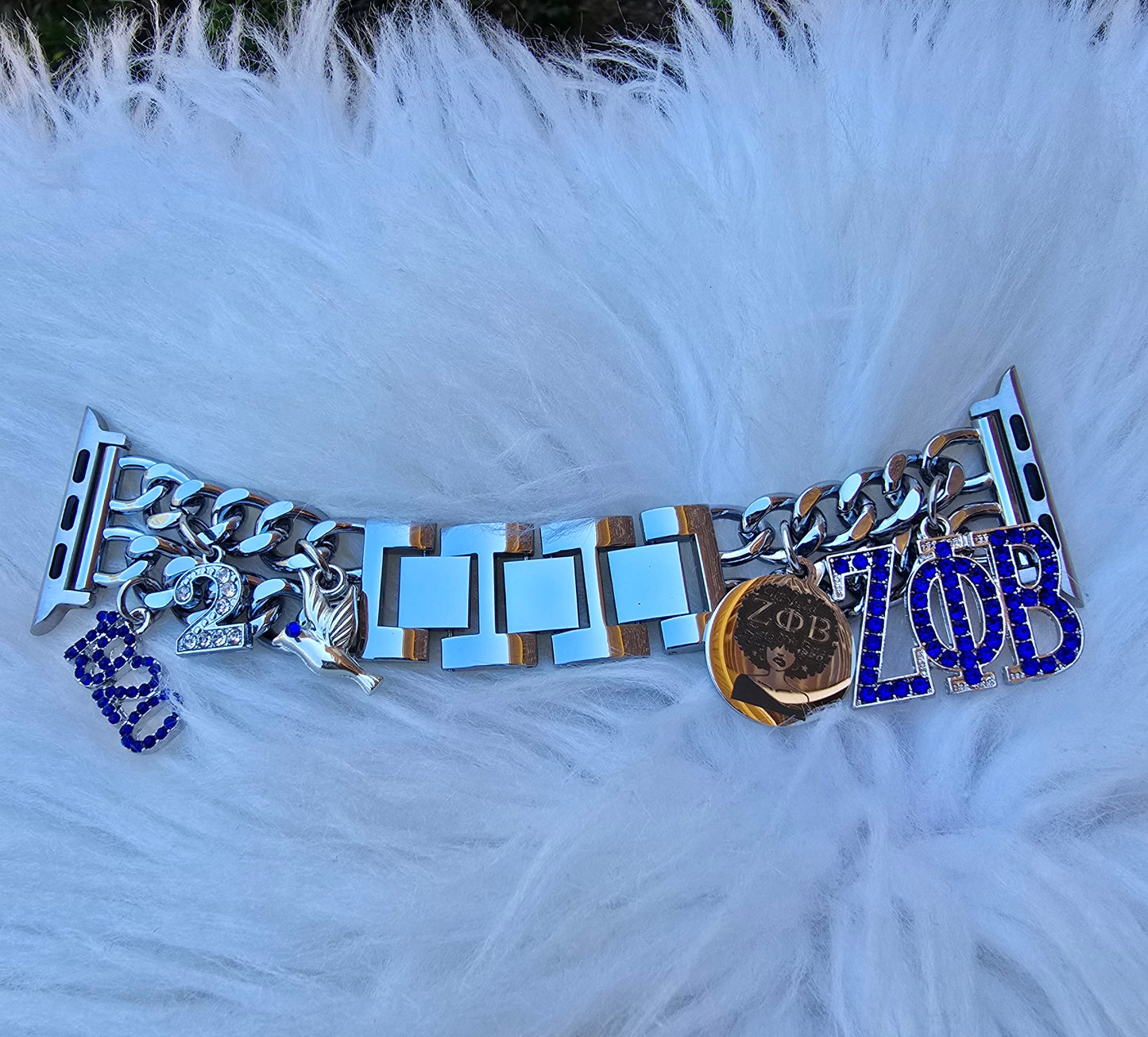 Zeta Phi Beta Custom Fit Sorority Apple Link Watch Band (Please message shop with line number if you would like added to design)