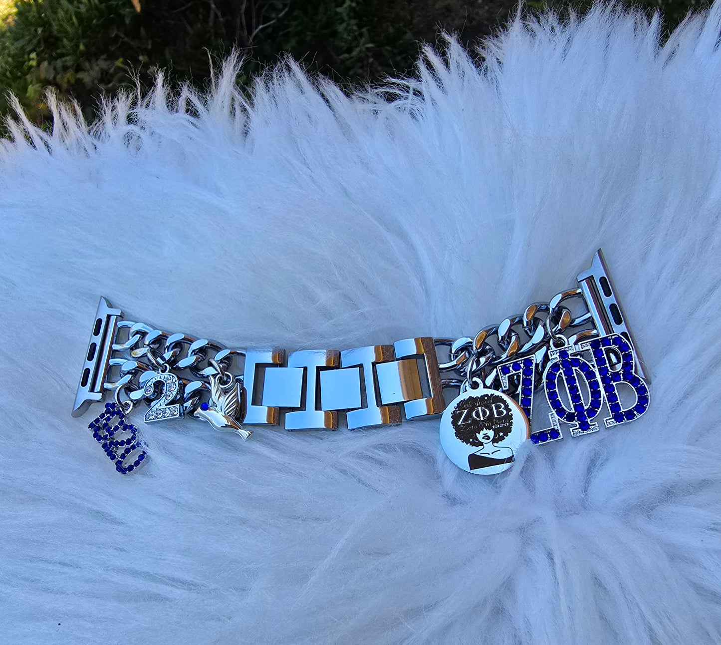 Zeta Phi Beta Custom Fit Sorority Apple Link Watch Band (Please message shop with line number if you would like added to design)