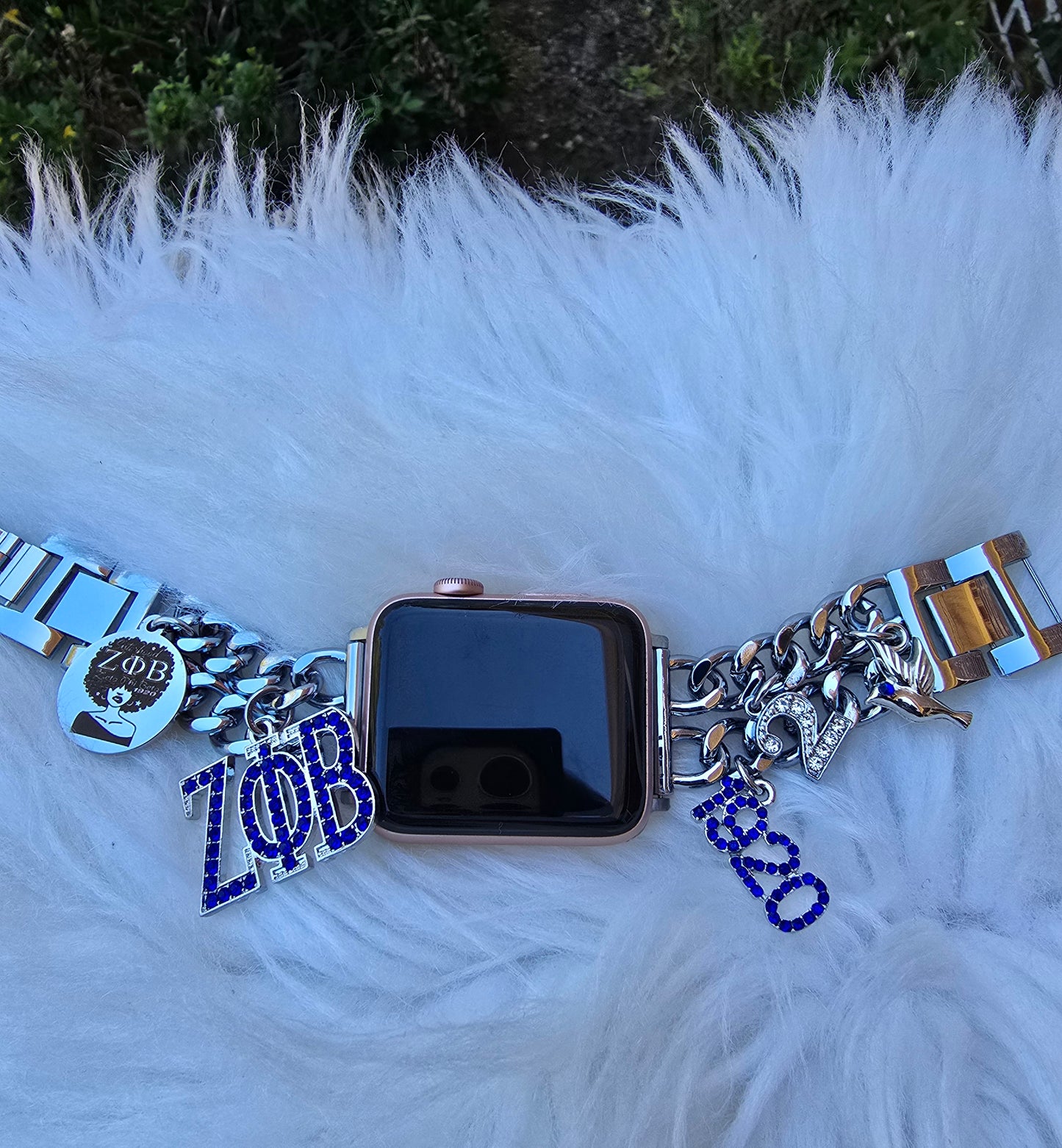 Zeta Phi Beta Custom Fit Sorority Apple Link Watch Band (Please message shop with line number if you would like added to design)