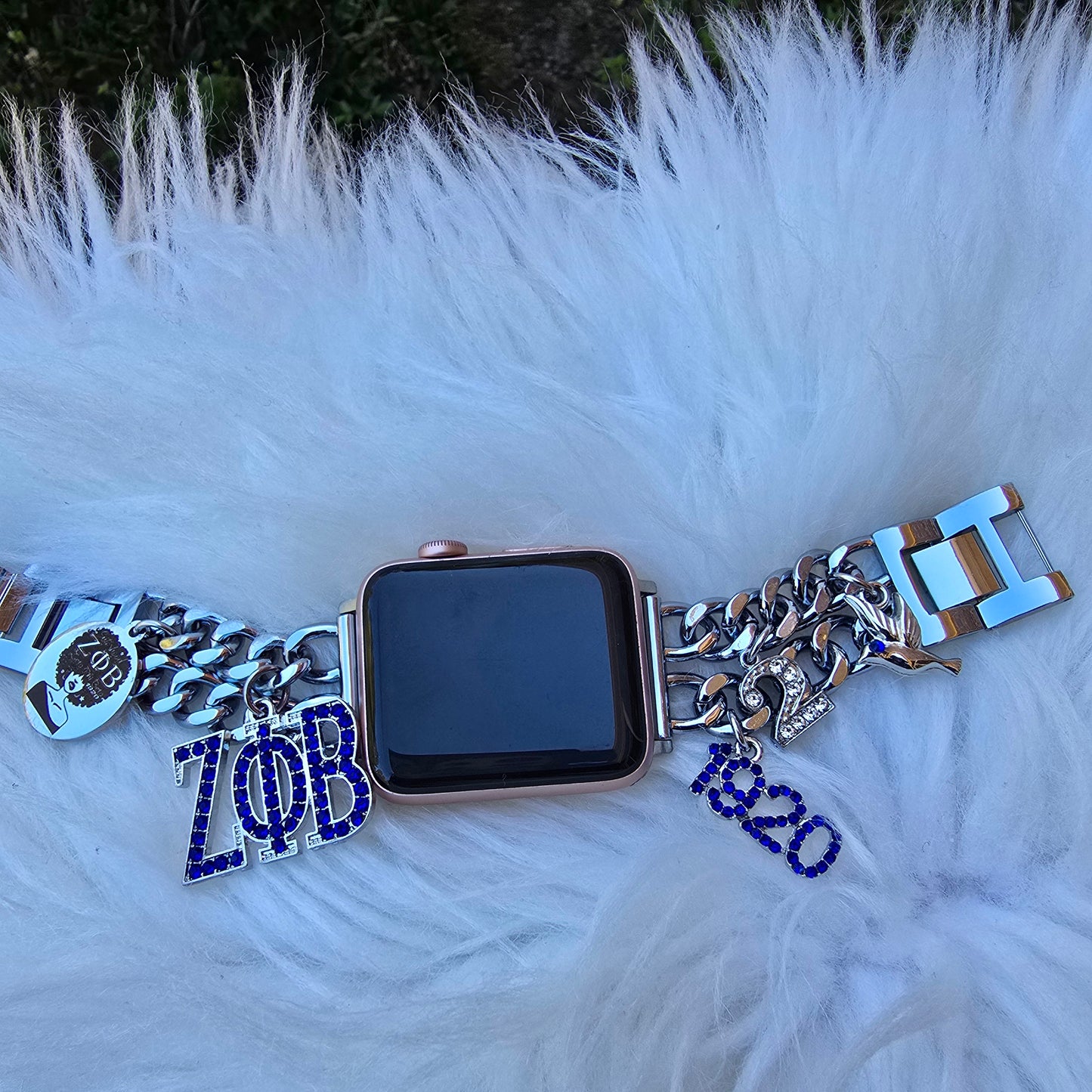 Zeta Phi Beta Custom Fit Sorority Apple Link Watch Band (Please message shop with line number if you would like added to design)