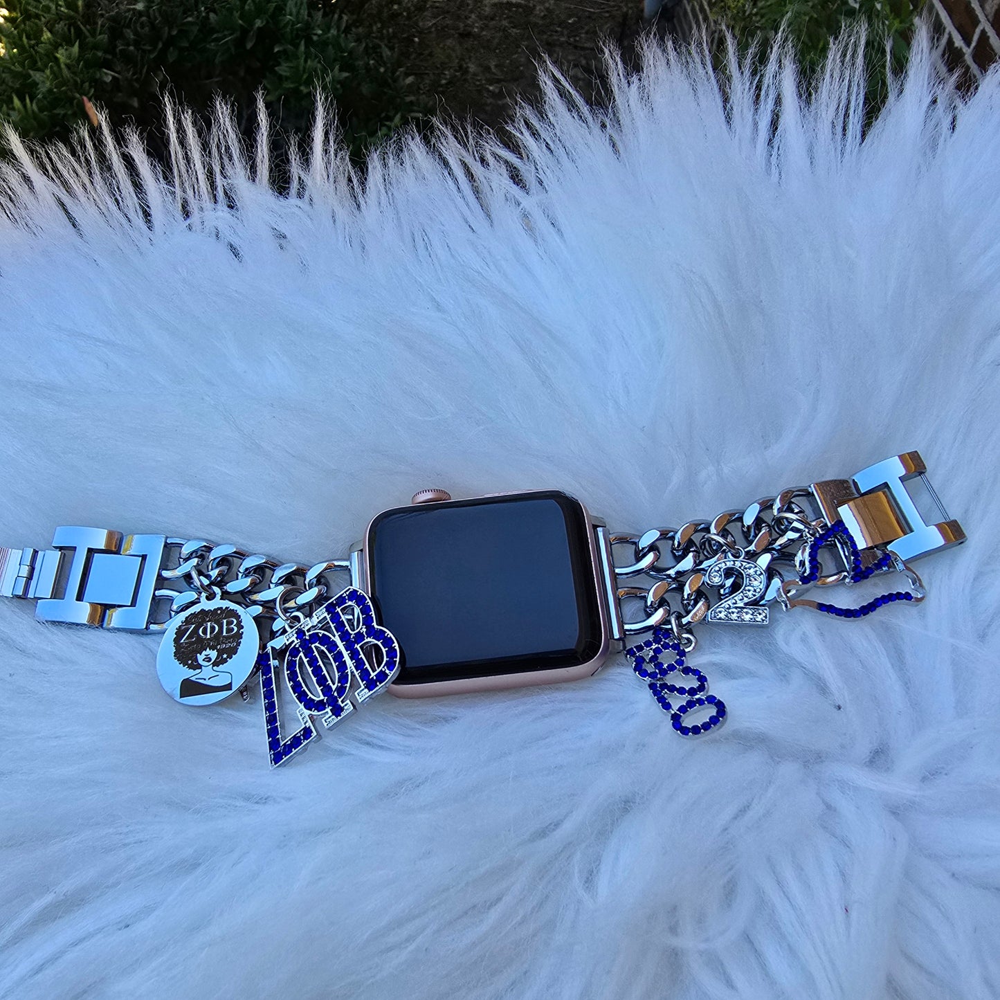 Zeta Phi Beta Custom Fit Sorority Apple Link Watch Band (Please message shop with line number if you would like added to design)