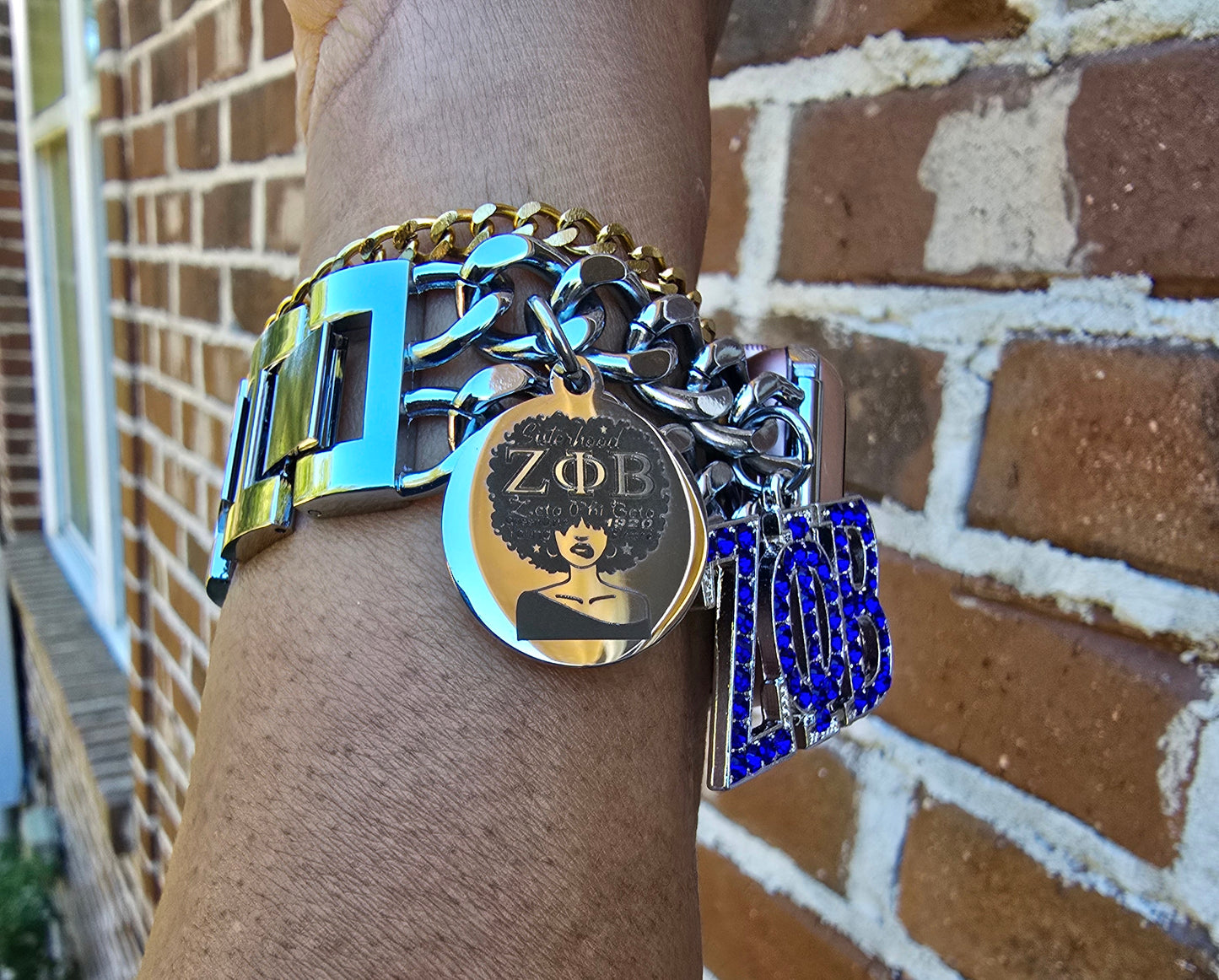 Zeta Phi Beta Custom Fit Sorority Apple Link Watch Band (Please message shop with line number if you would like added to design)