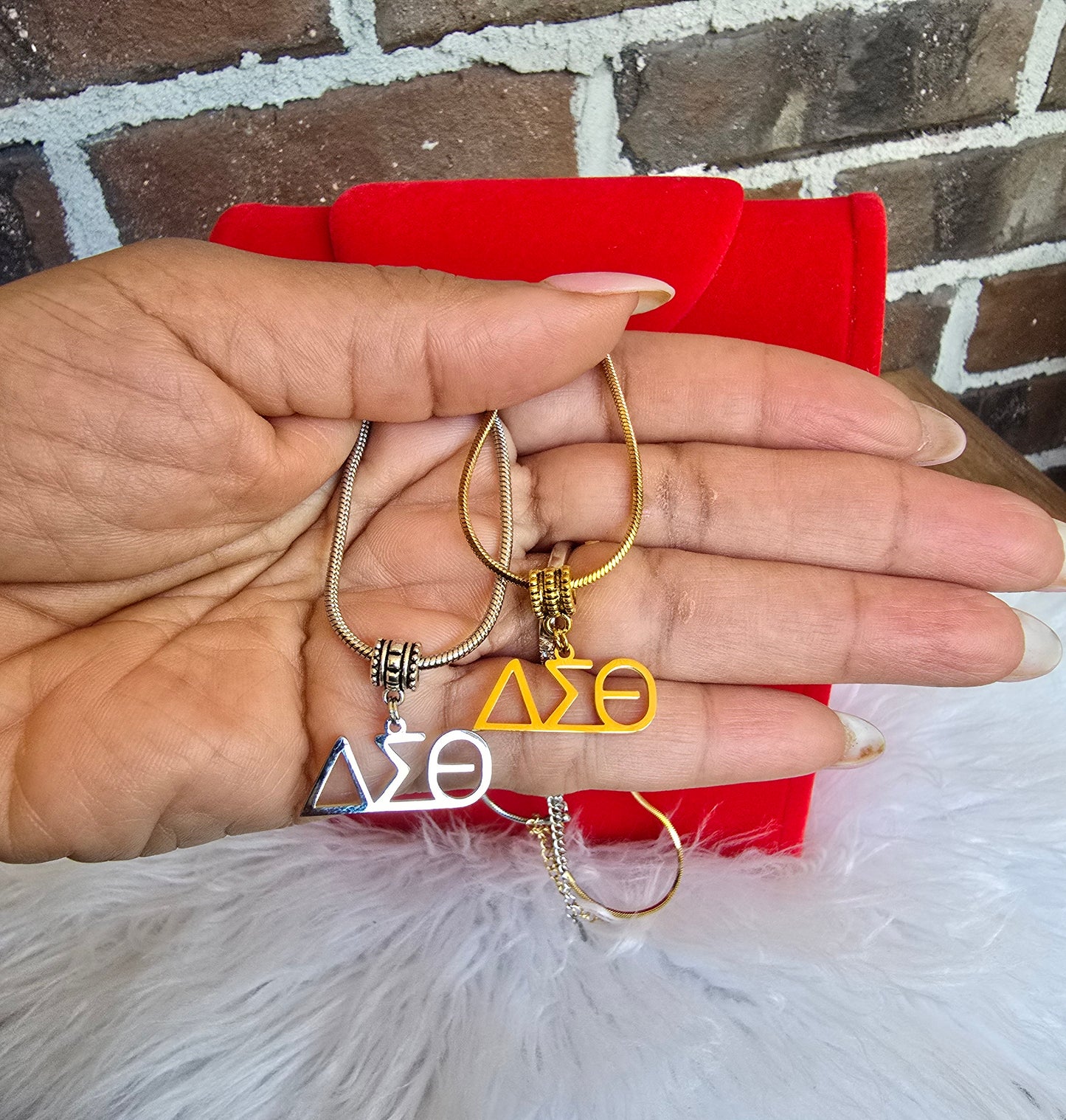 Delta Sigma Theta Greek Letter 1913 Sorority Necklace Available in Silver and Gold