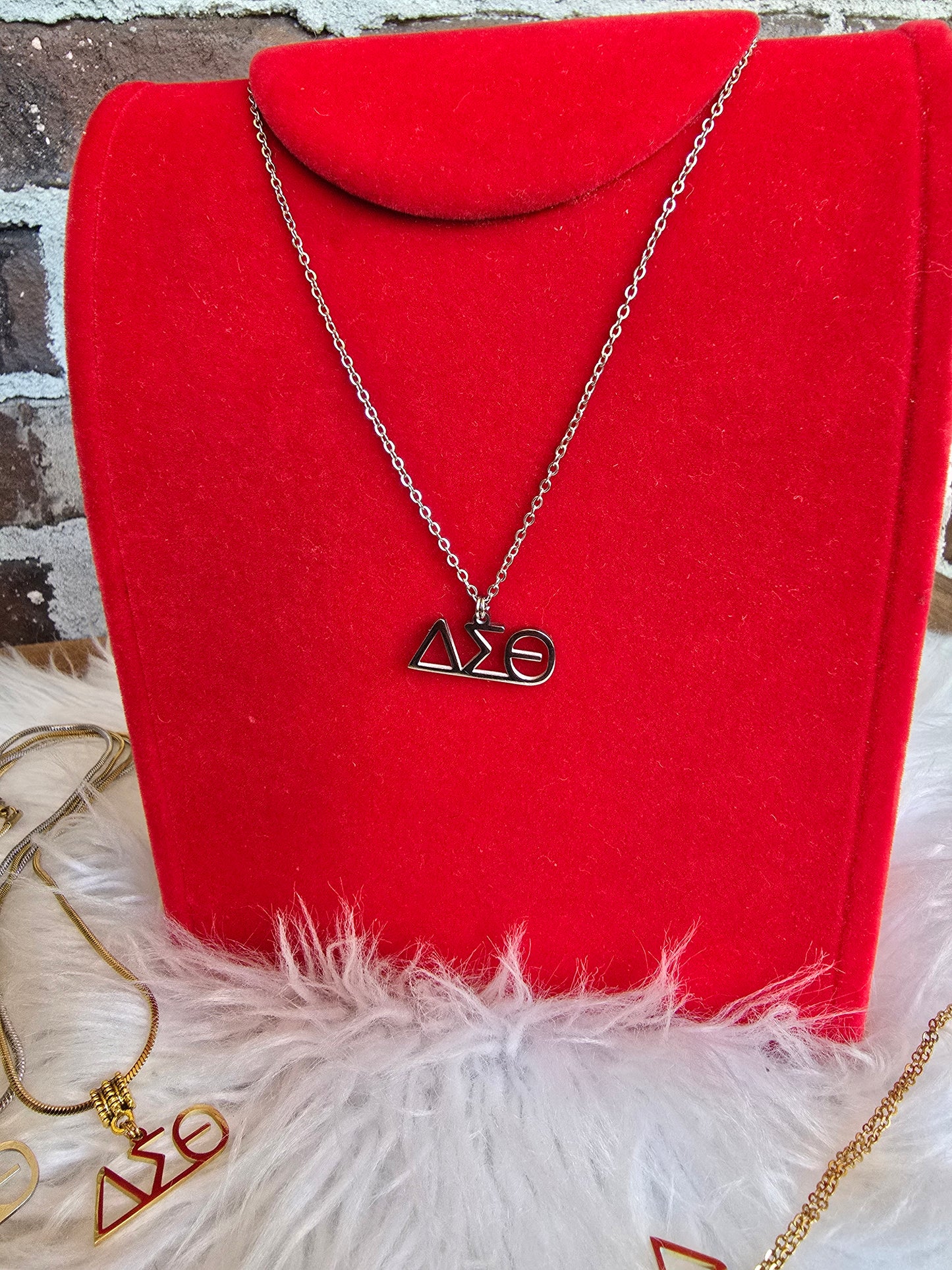 Delta Sigma Theta Greek Letter 1913 Sorority Necklace Available in Silver and Gold