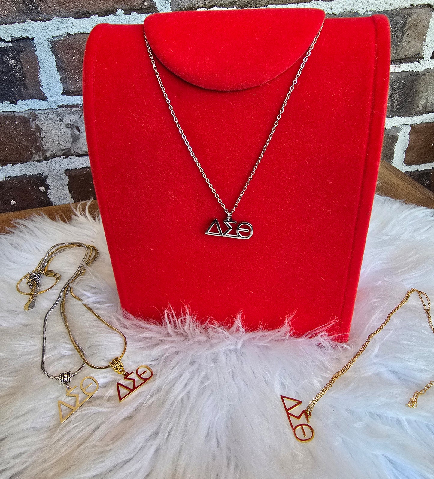 Delta Sigma Theta Greek Letter 1913 Sorority Necklace Available in Silver and Gold