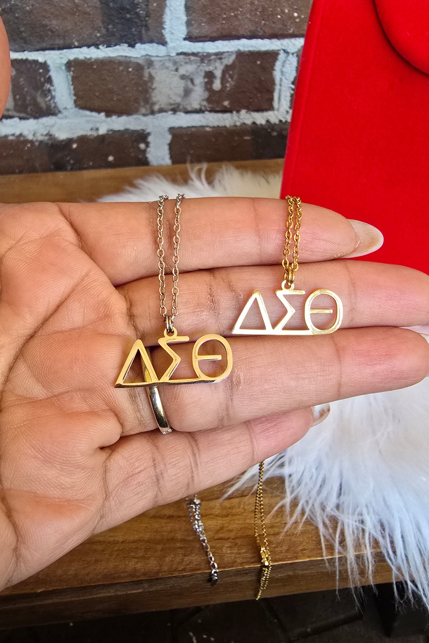 Delta Sigma Theta Greek Letter 1913 Sorority Necklace Available in Silver and Gold