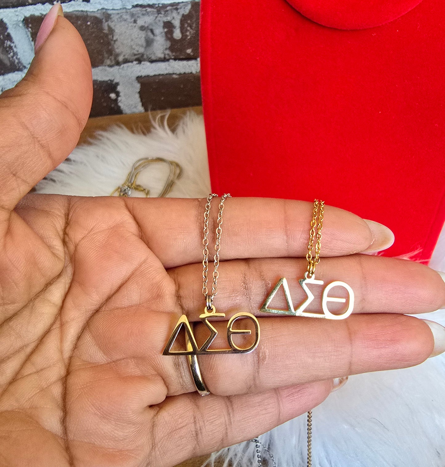 Delta Sigma Theta Greek Letter 1913 Sorority Necklace Available in Silver and Gold