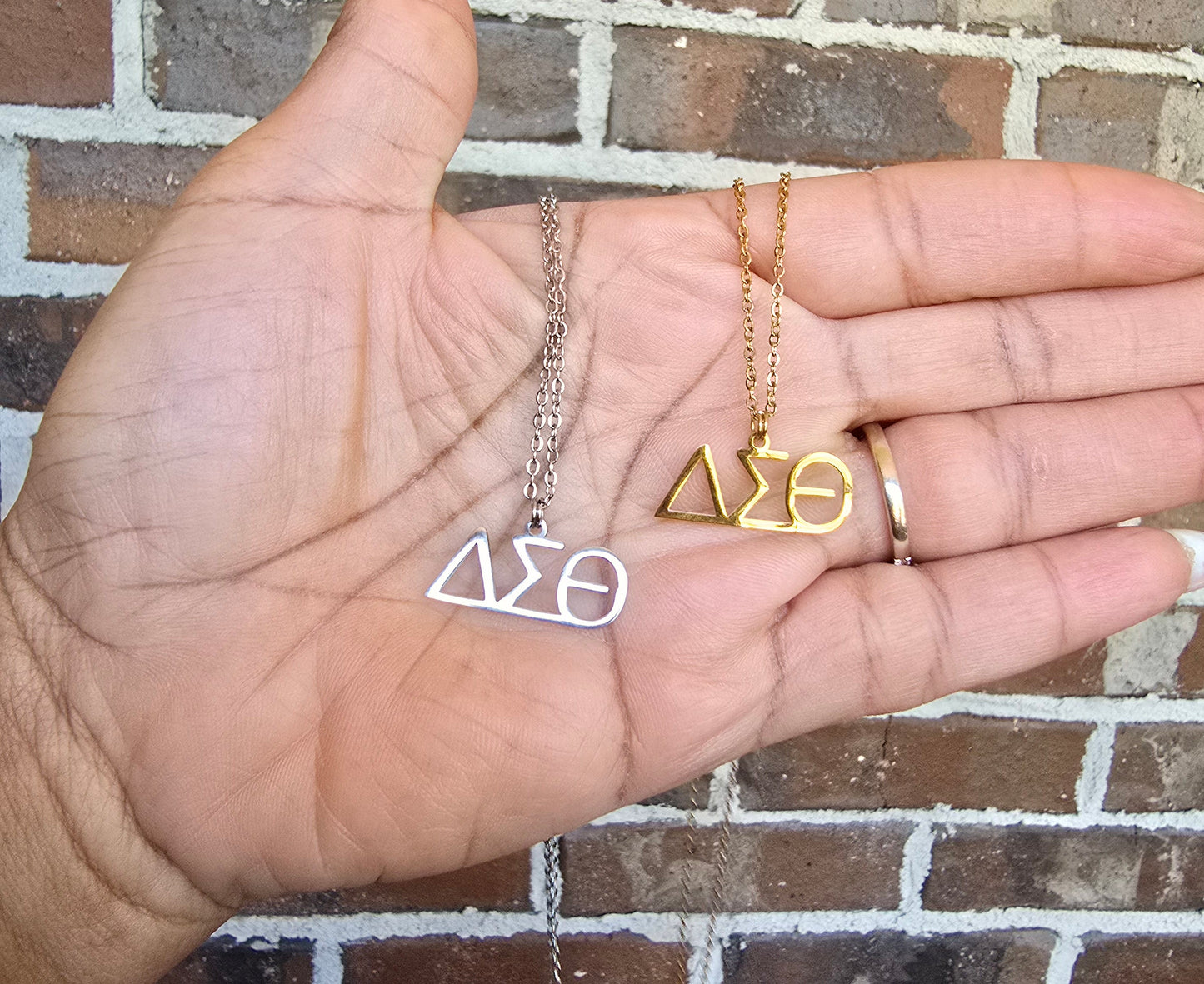 Delta Sigma Theta Greek Letter 1913 Sorority Necklace Available in Silver and Gold