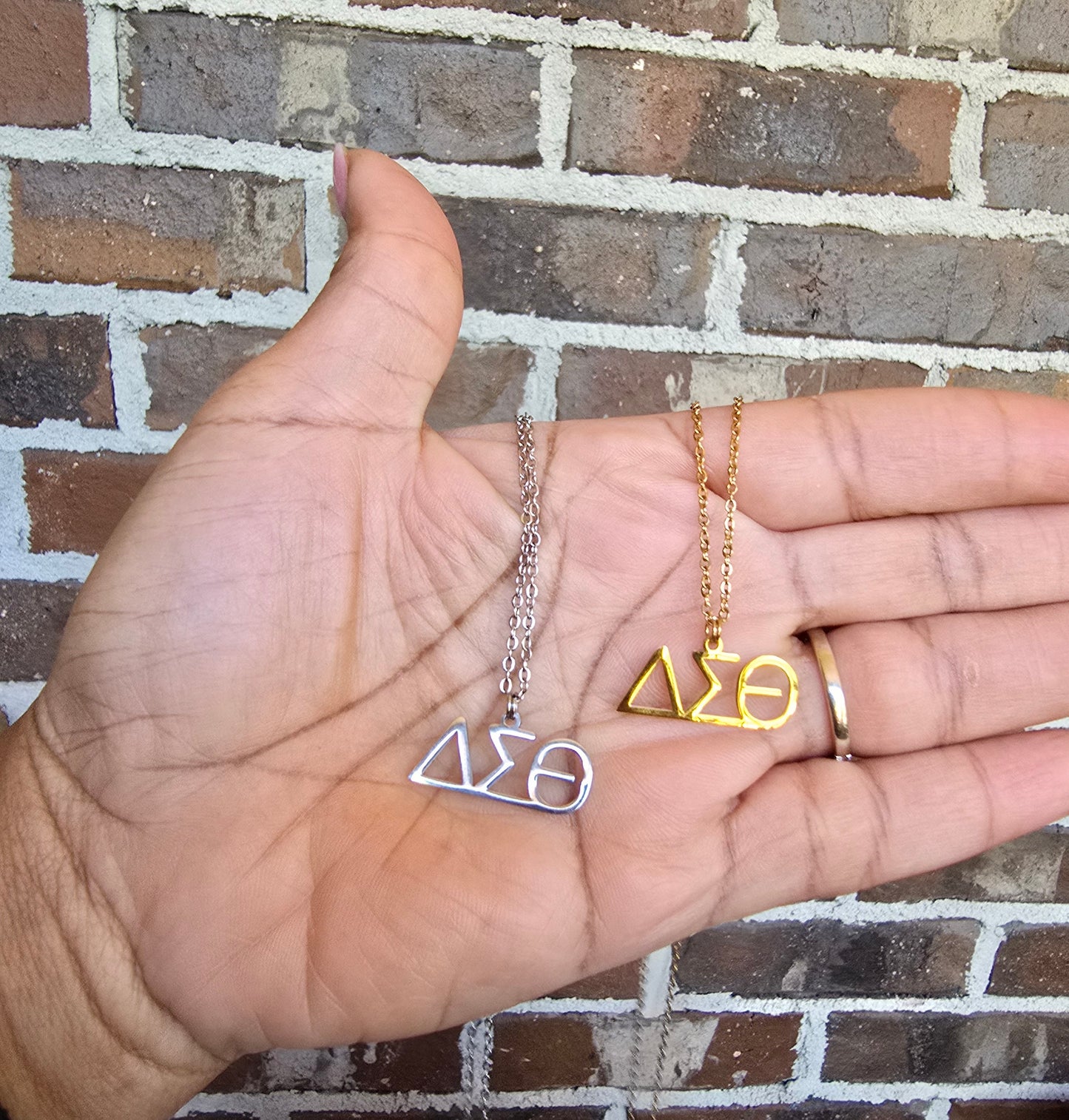 Delta Sigma Theta Greek Letter 1913 Sorority Necklace Available in Silver and Gold