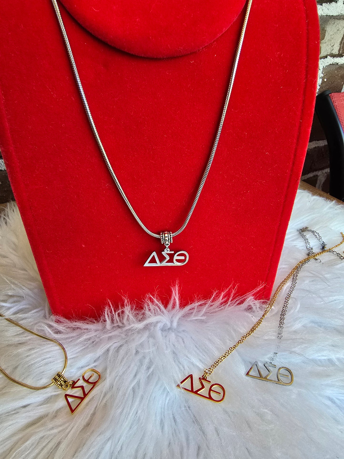 Delta Sigma Theta Greek Letter 1913 Sorority Necklace Available in Silver and Gold