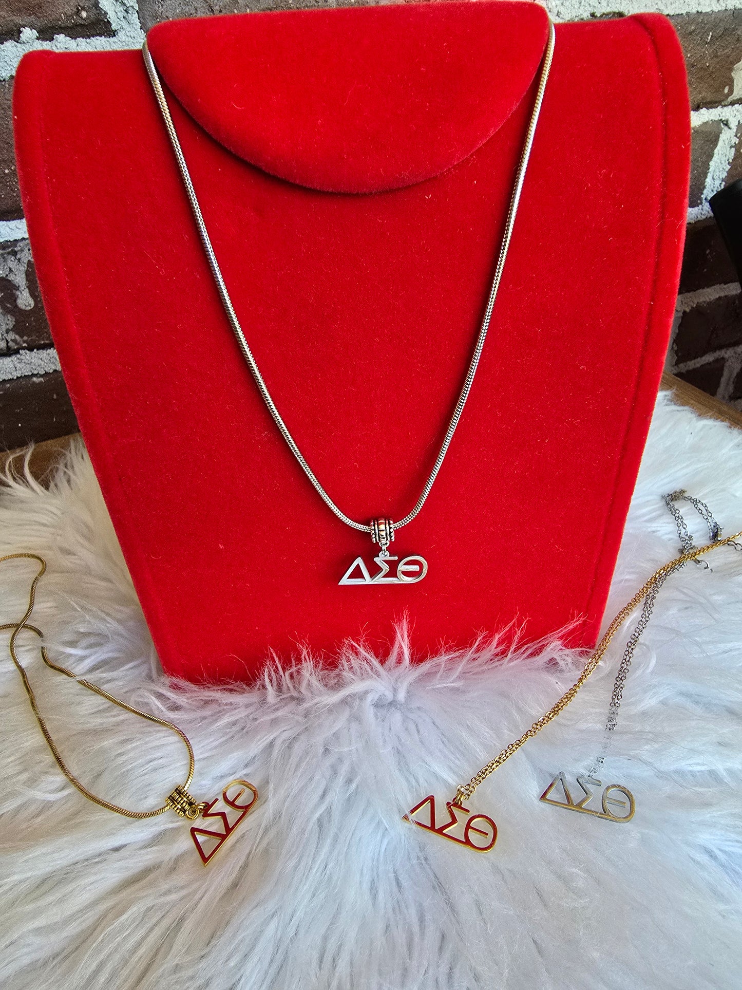 Delta Sigma Theta Greek Letter 1913 Sorority Necklace Available in Silver and Gold